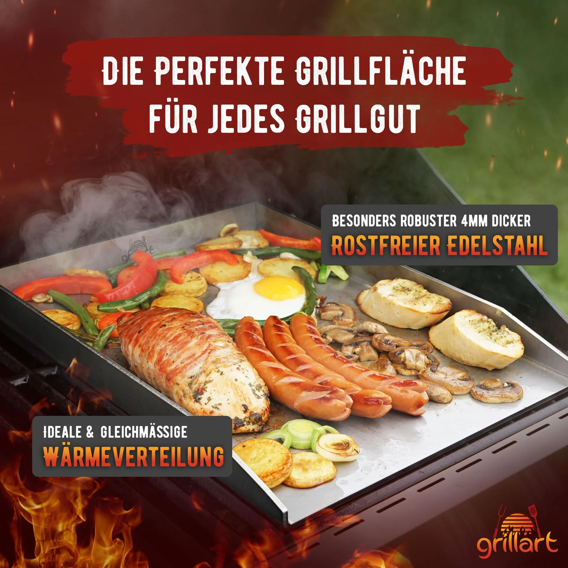 Grillart Premium Plancha grillowa ze stali nierdzewnej 4 mm 30 x 40 cm do kuchenek indukcyjnych