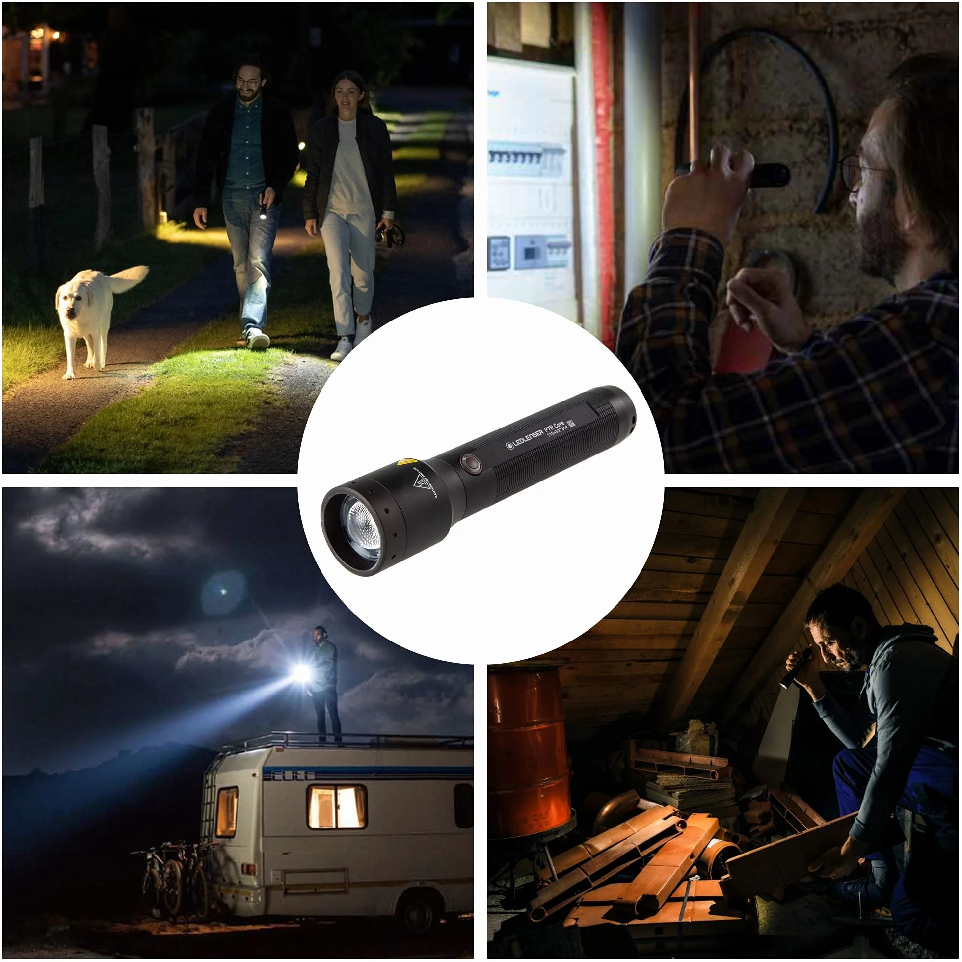 Ledlenser P7R Core Allround latarka LED, 1400 lumenów, ładowana akumulatorem litowym typu 21700, wodoodporność IP68, z możliwością ogniskowania, 300 m, stałe światło, magnetyczny kabel ładujący USB