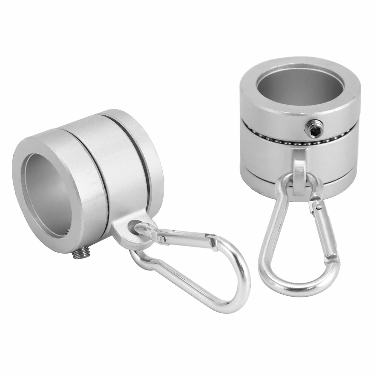 QWORK® 2-częściowy zestaw aluminiowych oczek na flagę z karabińczykiem, obracane o 360°, regulowana średnica 1,8-2,5 cm