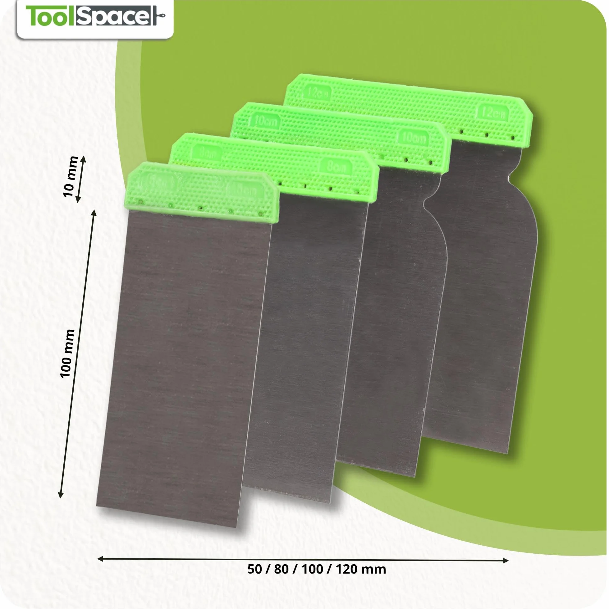 ToolSpace Szpachelka Japońska Elastyczna Zestaw 4 Sztuki Stal Nierdzewna 50 80 100 120 Mm Do Gładzi Szpachlowania Wykończenia Ścian 150 200 Mm Profesjonalny Komplet