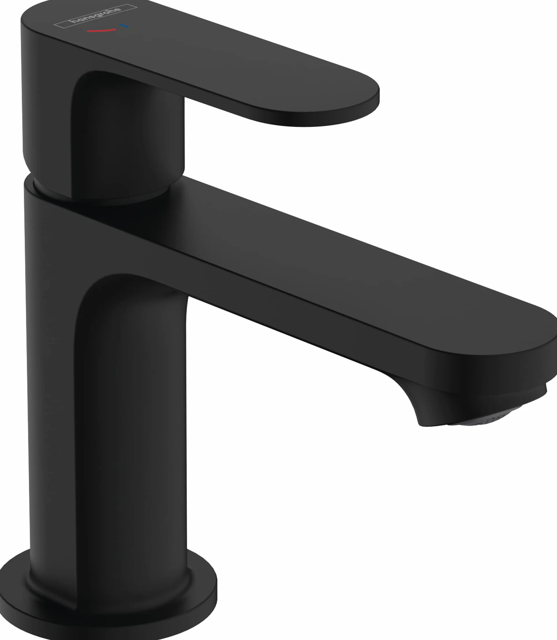 hansgrohe Rebris S 72513670 bateria umywalkowa z odpływem z drążkiem rozporowym, kran łazienkowy z wylewką, wysokość 84 mm, bateria mieszakowa do umywalki oszczędzająca wodę (EcoSmart), matowa czerń