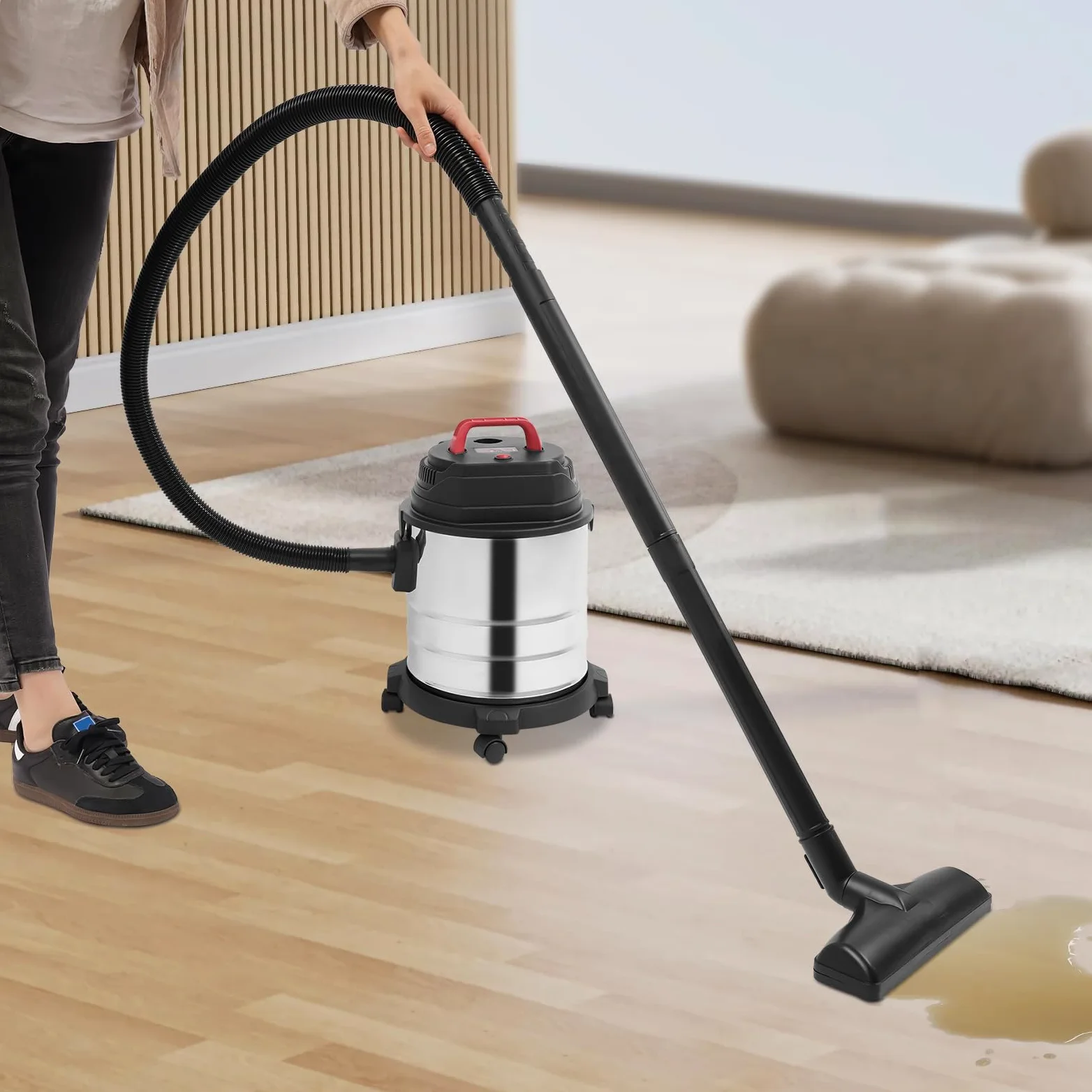 Odkurzacz przemysłowy do odkurzania na mokro i sucho, ze stali nierdzewnej, 1500 W, 20 l, odkurzacz warsztatowy bez worka