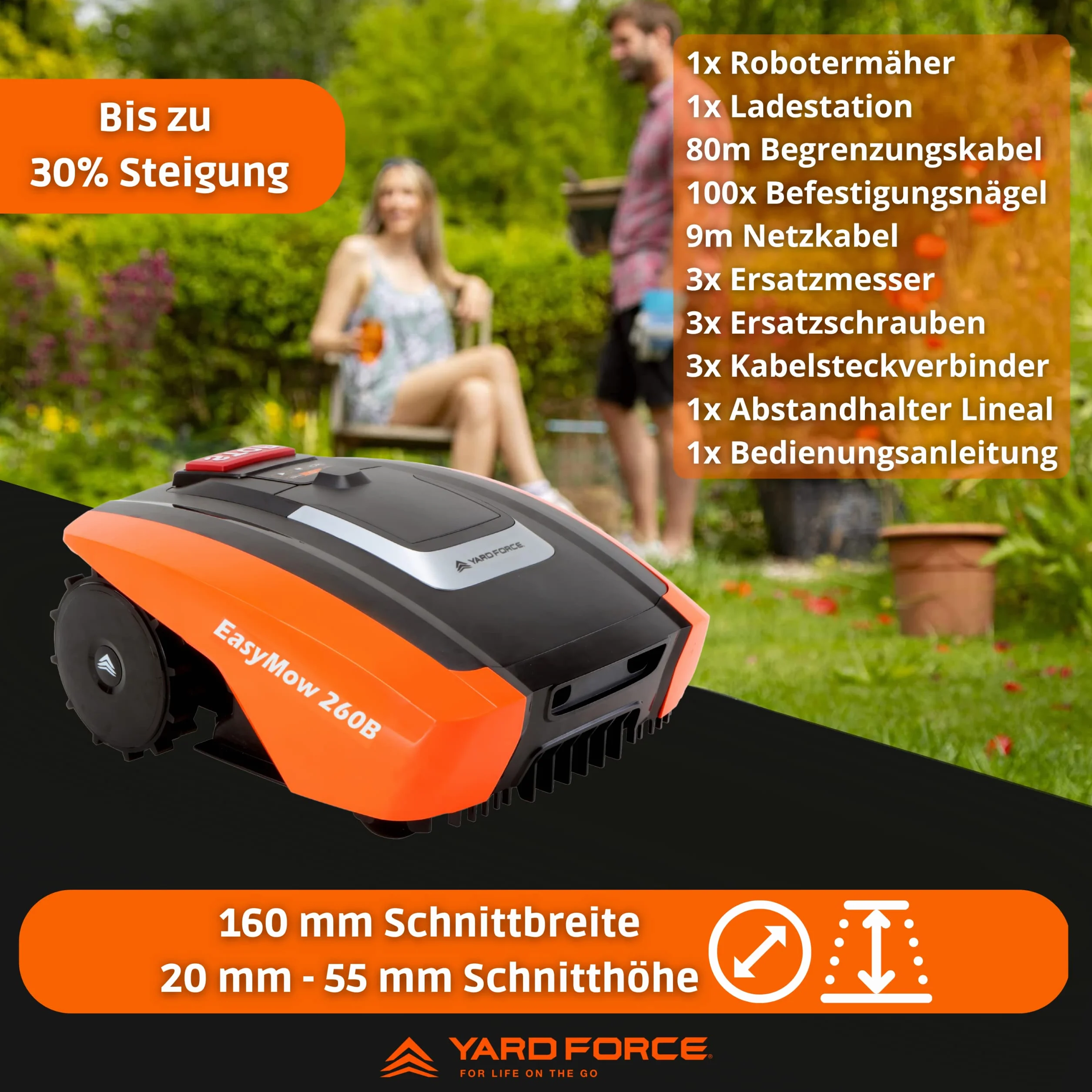 Yard Force Easymow 260B Robot Koszący, Wielokolorowy, Do 260 m²
