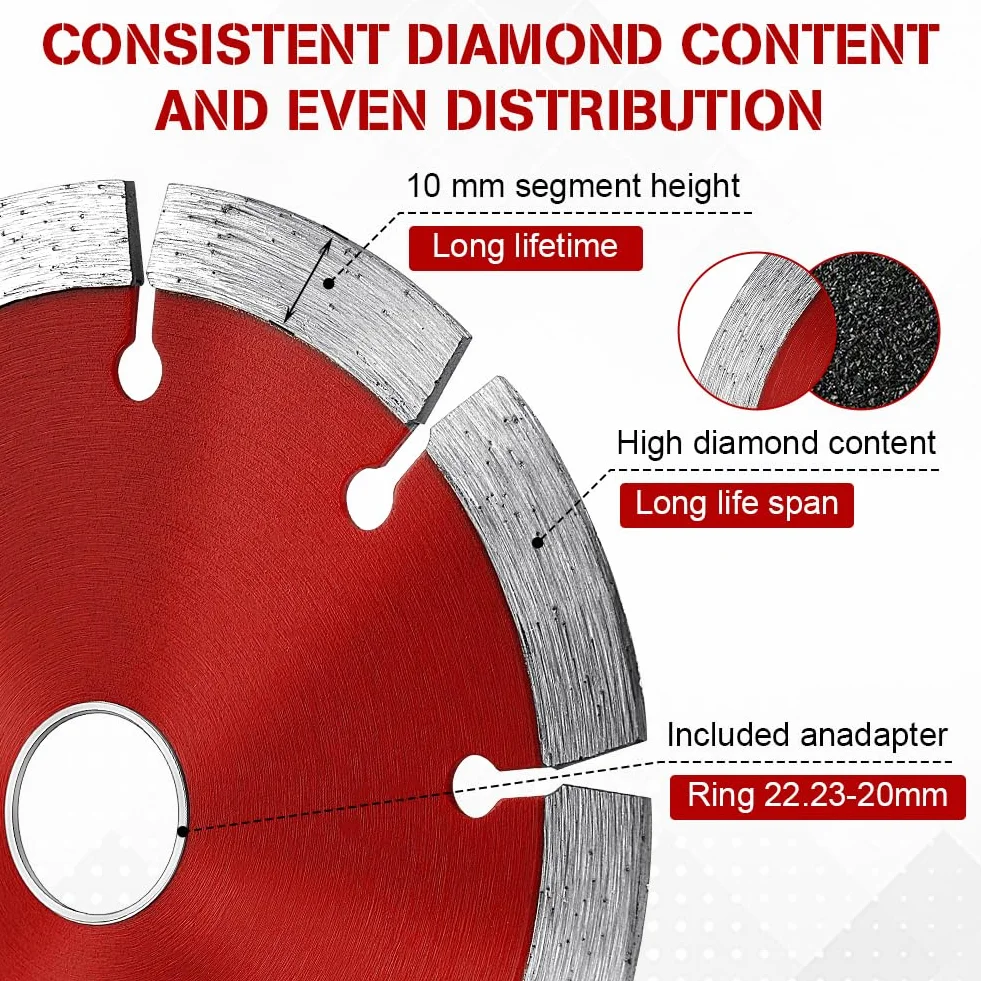 Flintronic Tarcza diamentowa 125 mm, 2 sztuki, diamentowa tarcza do cięcia płytek, ekstra cienka, uniwersalna tarcza do cięcia betonu, granitu, kamienia, muru, cegły