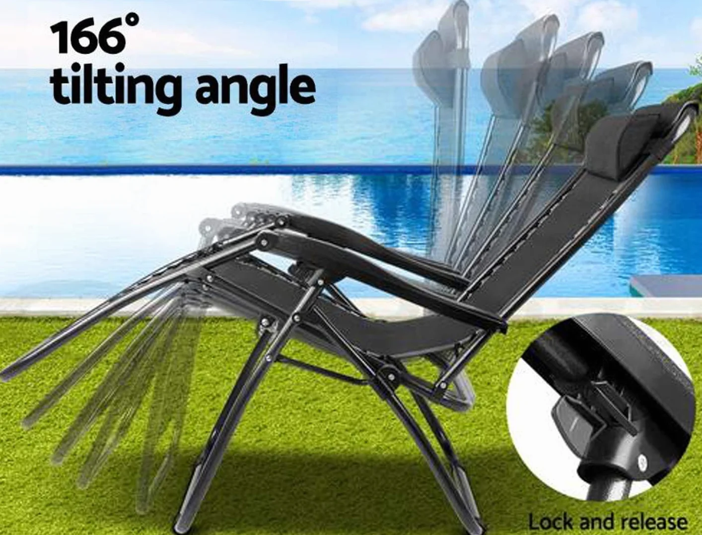 Fotel wypoczynkowy Zero Gravity składany kempingowy plażowy pasuje do rury 19 mm 2/PK