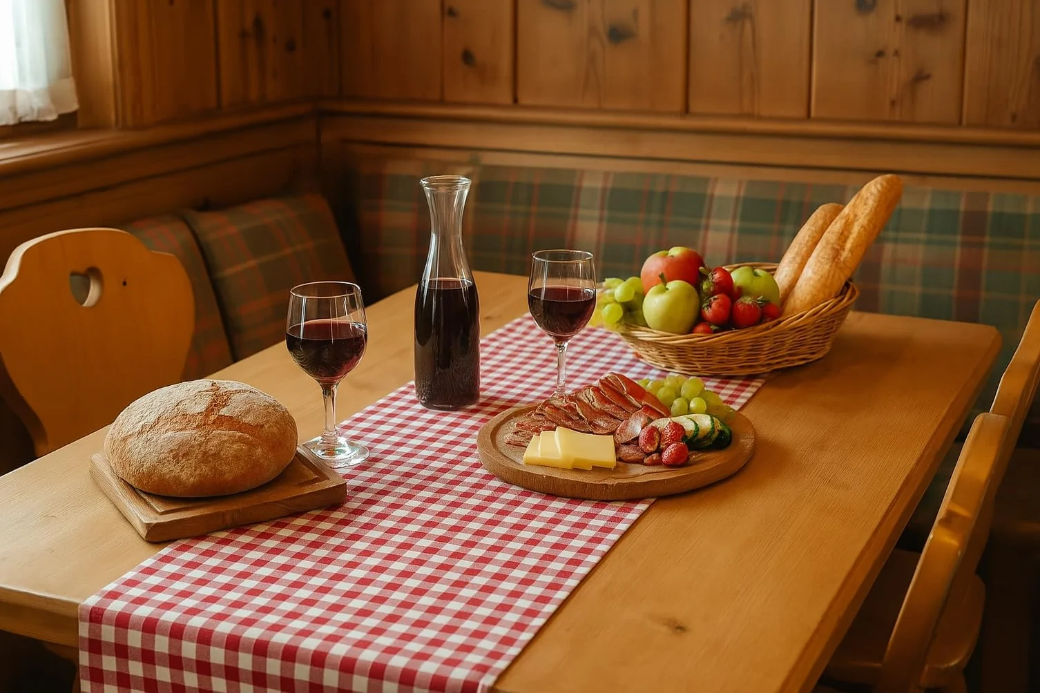 Bieżnik na stół 30 x 140 cm czerwono-biała kratka 100% bawełna