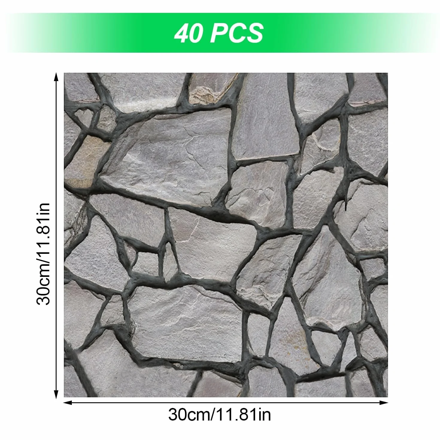 XMSZQU 40 sztuk tapet o wyglądzie kamienia, 30 x 30 cm, wodoszczelna tapeta z PCW, panele ścienne 3D o wyglądzie kamienia, samoprzylepne, panele ścienne do drzwi ściennych, sypialni, kuchni