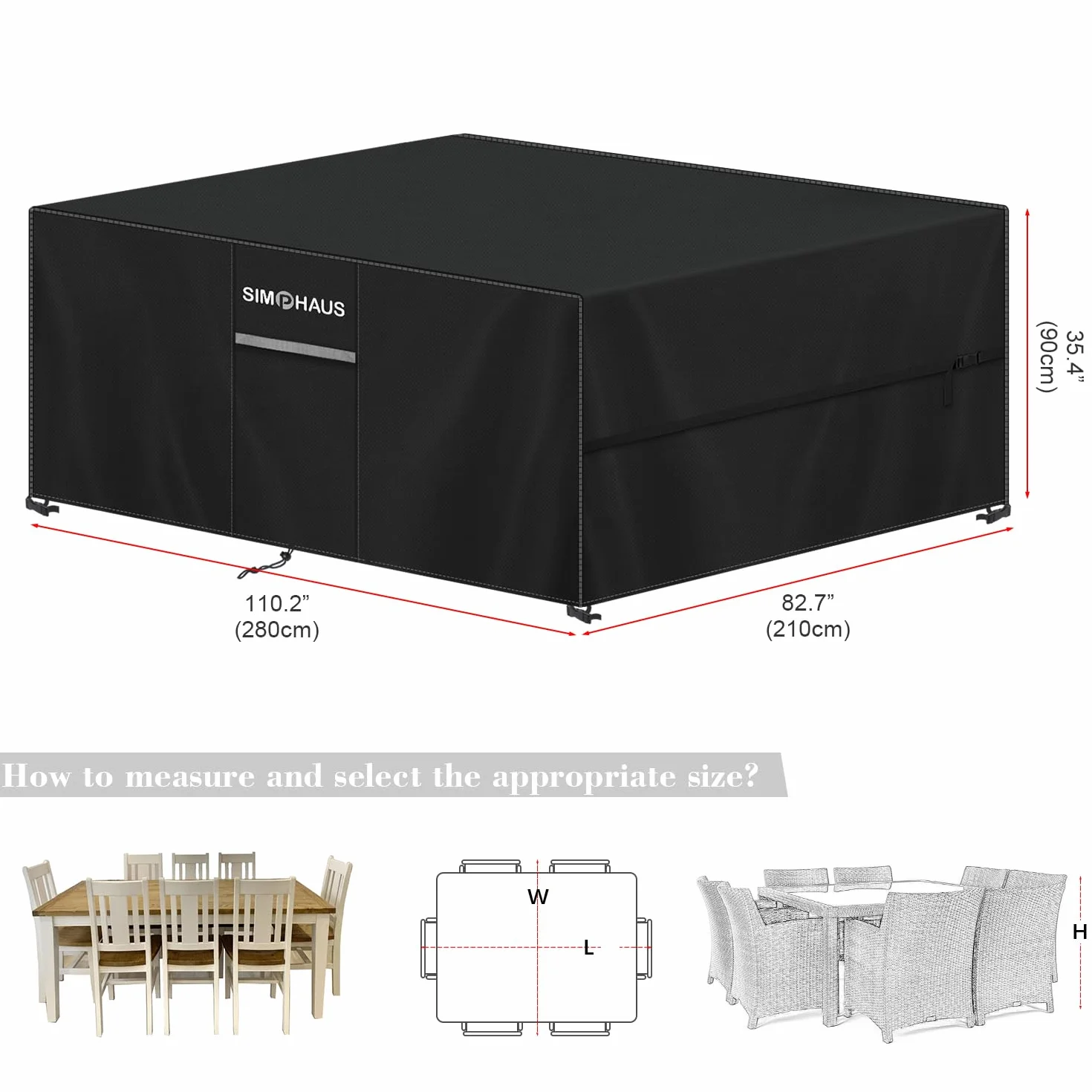 Wodoodporny pokrowiec na meble ogrodowe 280x210x90 cm anty-UV