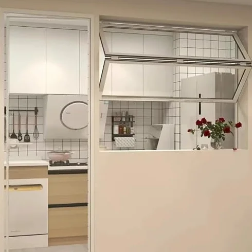 Aluminiowe składane okno przesuwne wzmocnione szkło z zamkiem pionowym podnośnik do kuchni i kawiarni - 101,6 x 111,7 cm projekt koncesyjny