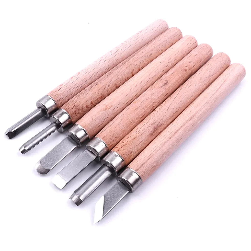 Narzędzia Rzeźbiarskie Dłuta Do Drewna Narzędzia Rzeźbiarskie Dłuto 6 Sztuk Profesjonalny Wood Carving Hand Dusterworking Dustel Dutór Zestaw Narzędzi