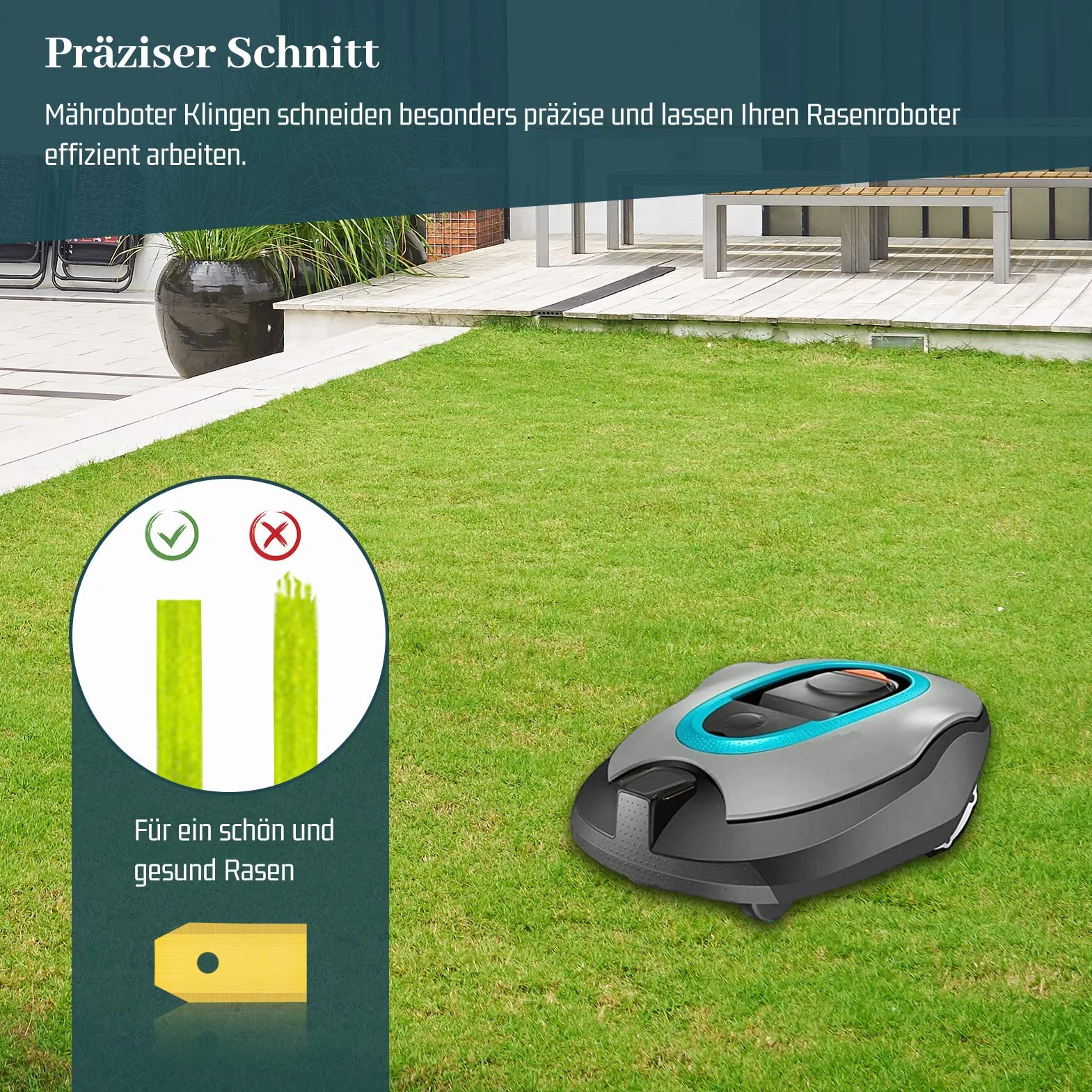 HAUSPROFI 30 x tytanowe noże do koszenia, bardzo ostre ostrza zamienne, odpowiednie do wszystkich robotów koszących Husqvarna, Gardena Yard Force, uniwersalne noże zapasowe, w zestawie 30 śrub