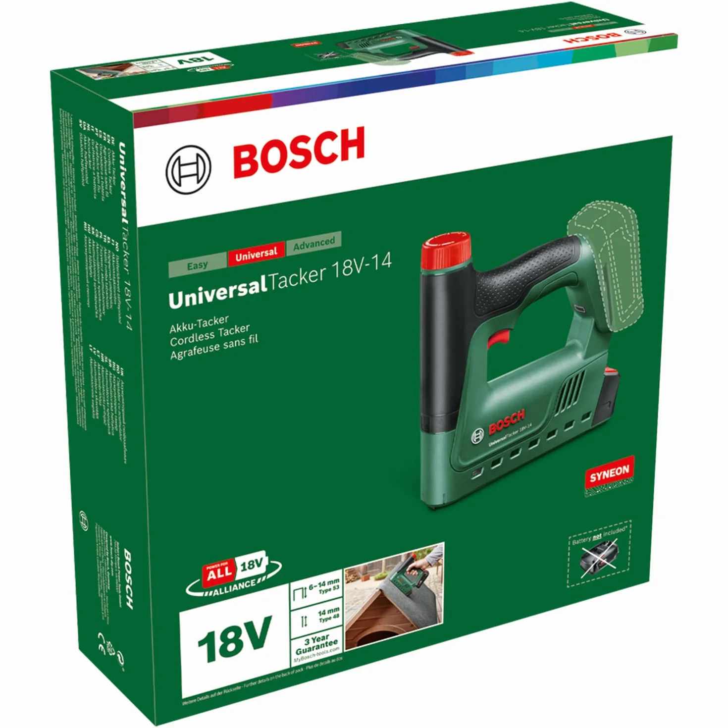 Bosch Universaltacker 18V-14 Zszywacz, Czarny/Zielony, Do 14 mm