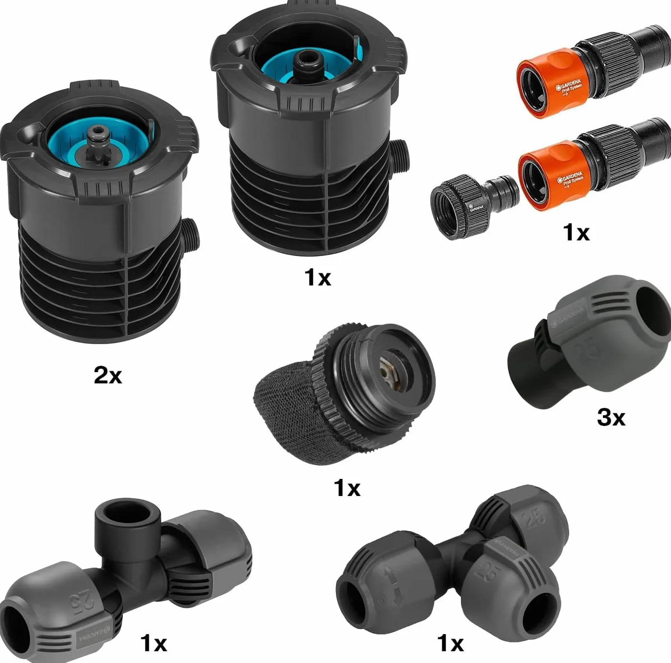 Gardena Sprinklersystem zestaw startowy Pipeline: Kompletny zestaw do wprowadzania do systemu rur, poboru wody wokół domu i w ogrodzie, montaż pod ziemią (08270-20)
