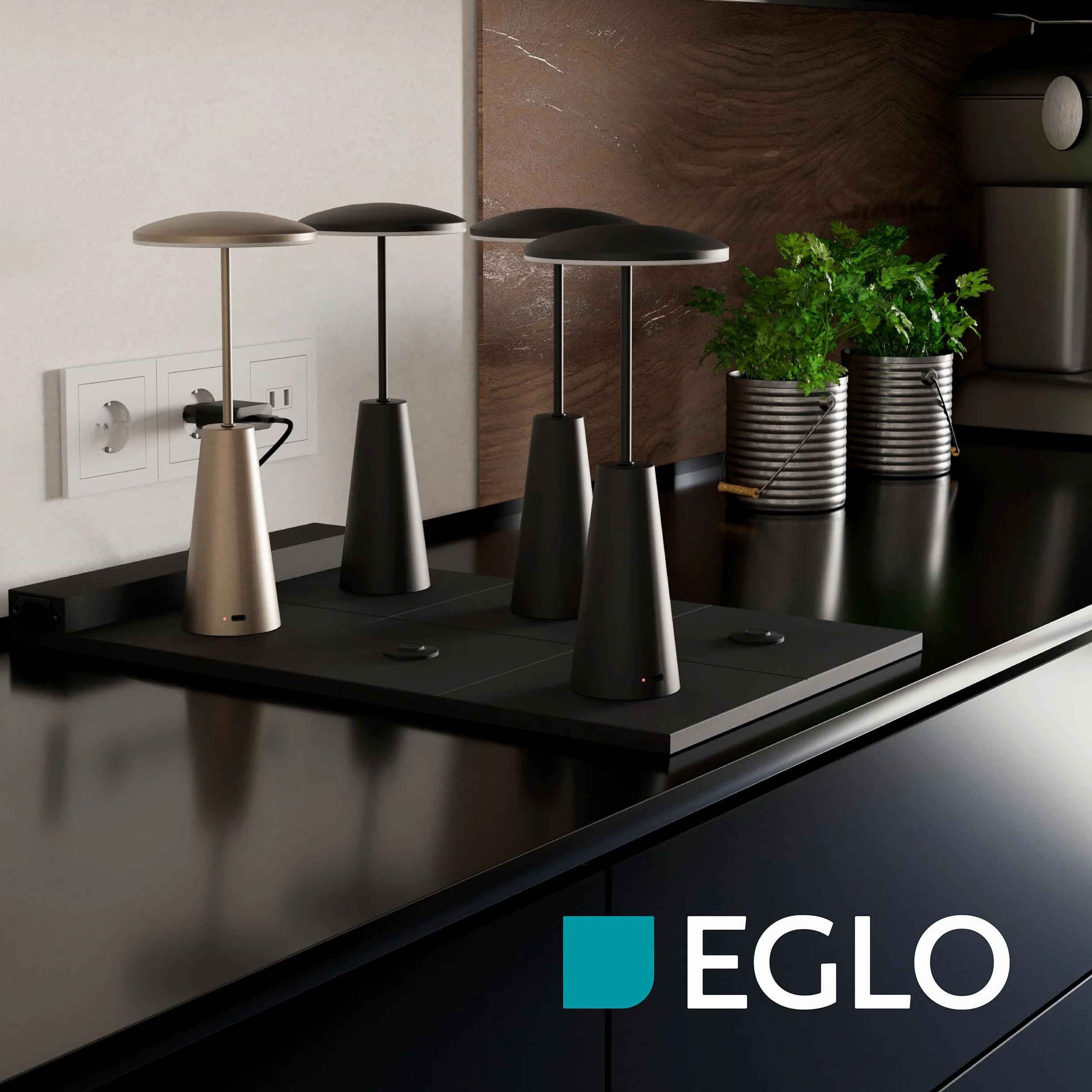 EGLO Podkładka ładująca Multi Charging Pad | ładowarka USB do 6 lamp stołowych zasilanych bateriami z serii Ponente, ładowarka bezprzewodowa