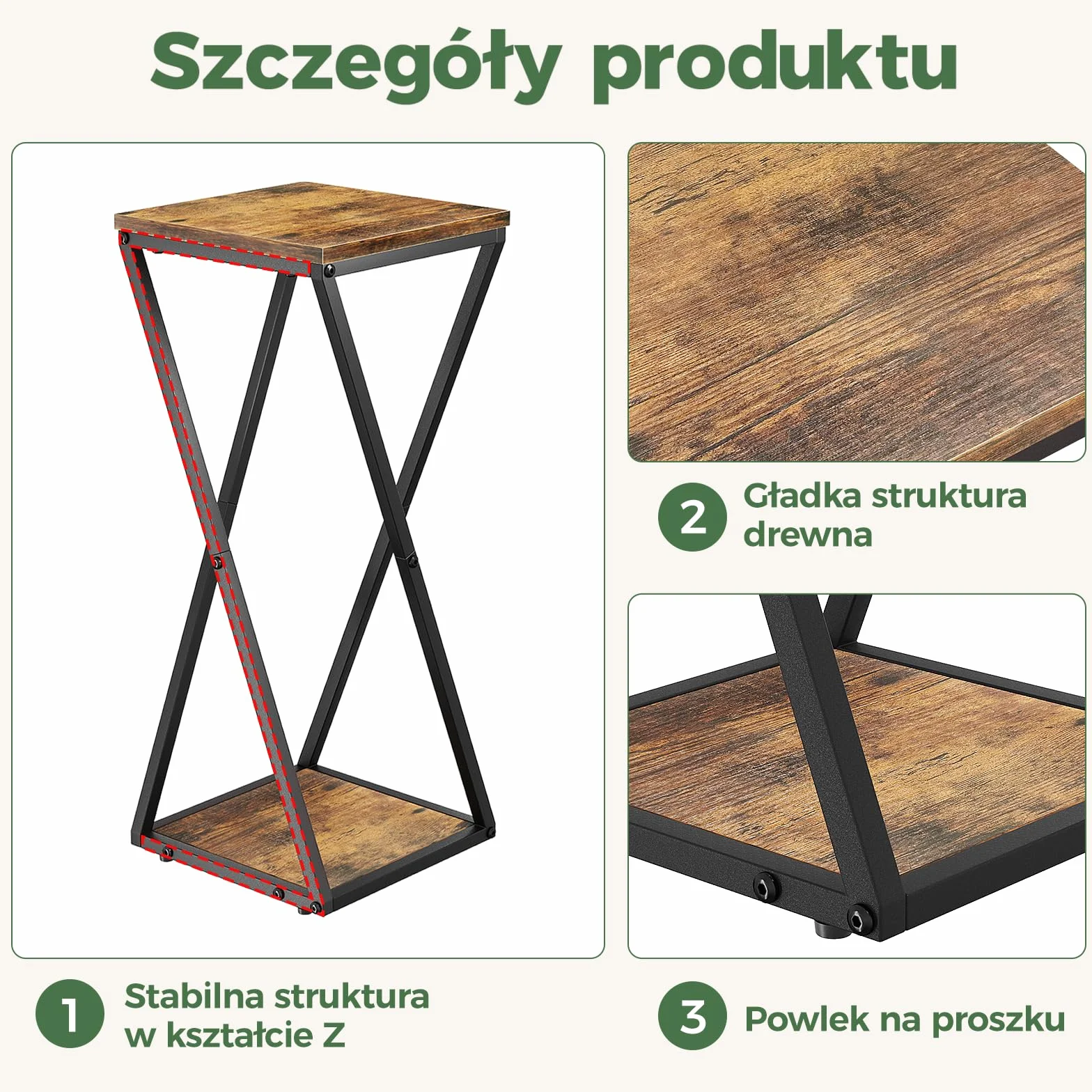 Bamworld Stojak na Kwiaty Wewnętrzny 2-Poziomowy Narożny Metalowy z Półkami na Rośliny do Mieszkania Stojak Ogrodowy Balkon