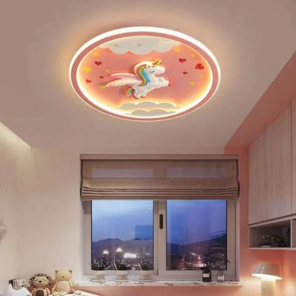 Lampa Sufitowa LED Jednorożec Różowa 56W Akrylowy Abażur Przyciemnianie