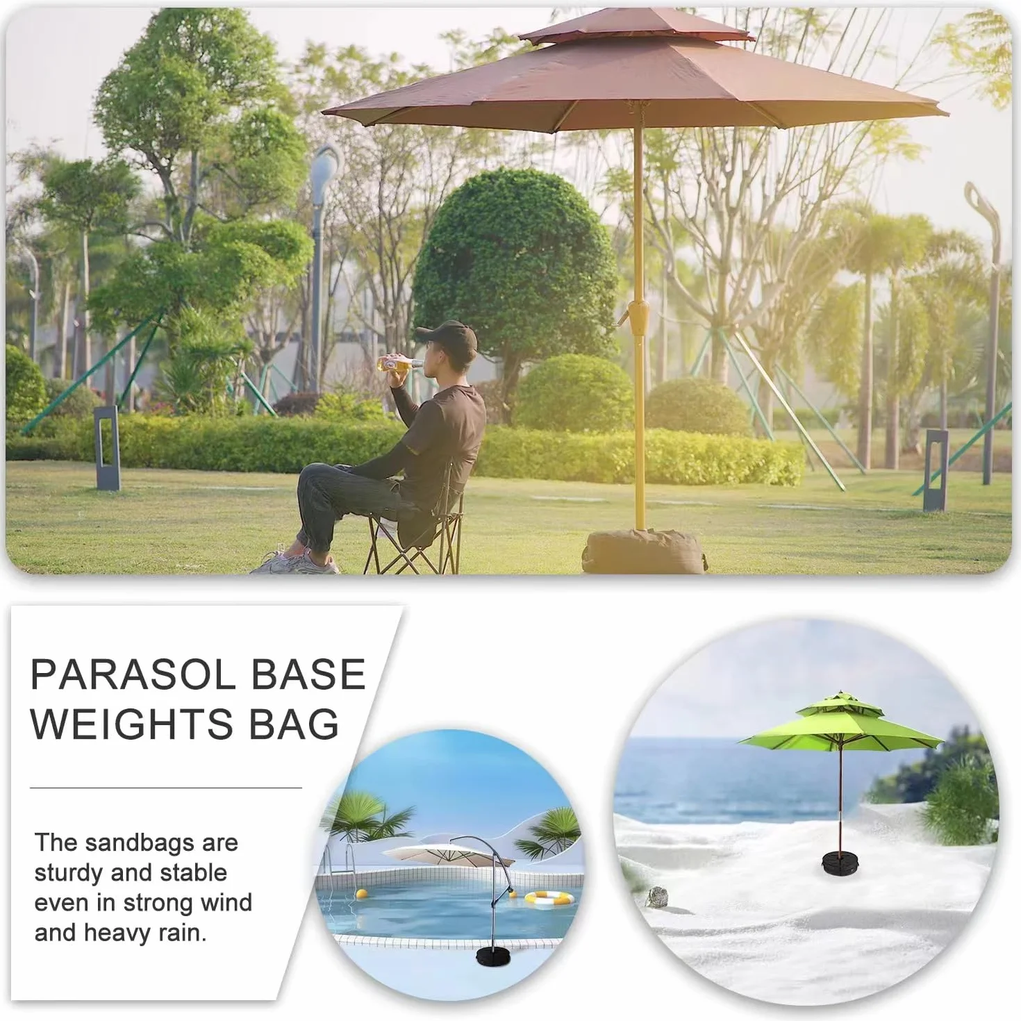 Flagest Podstawa Parasola Ogrodowego Z Regulacją Średnicy 40 kg Okrągły Parasol Przeciwsłoneczny Patio Beach