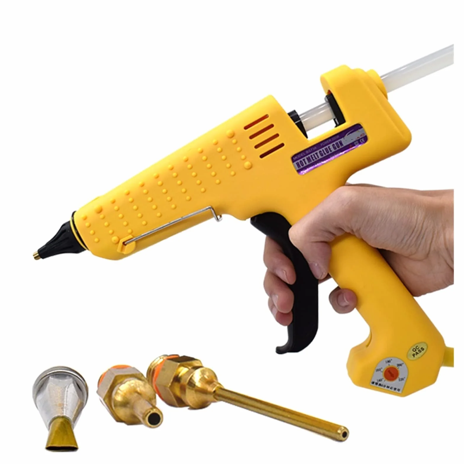 Pistolet do Kleju, Profesjonalny pistolet do klejenia na gorąco 250W regulowana temperatura wysokiej mocy zestaw pistoletów silikonowych za pomocą 11MM klej w sztyfcie 2.0MM dysza miedziana(Set-1)