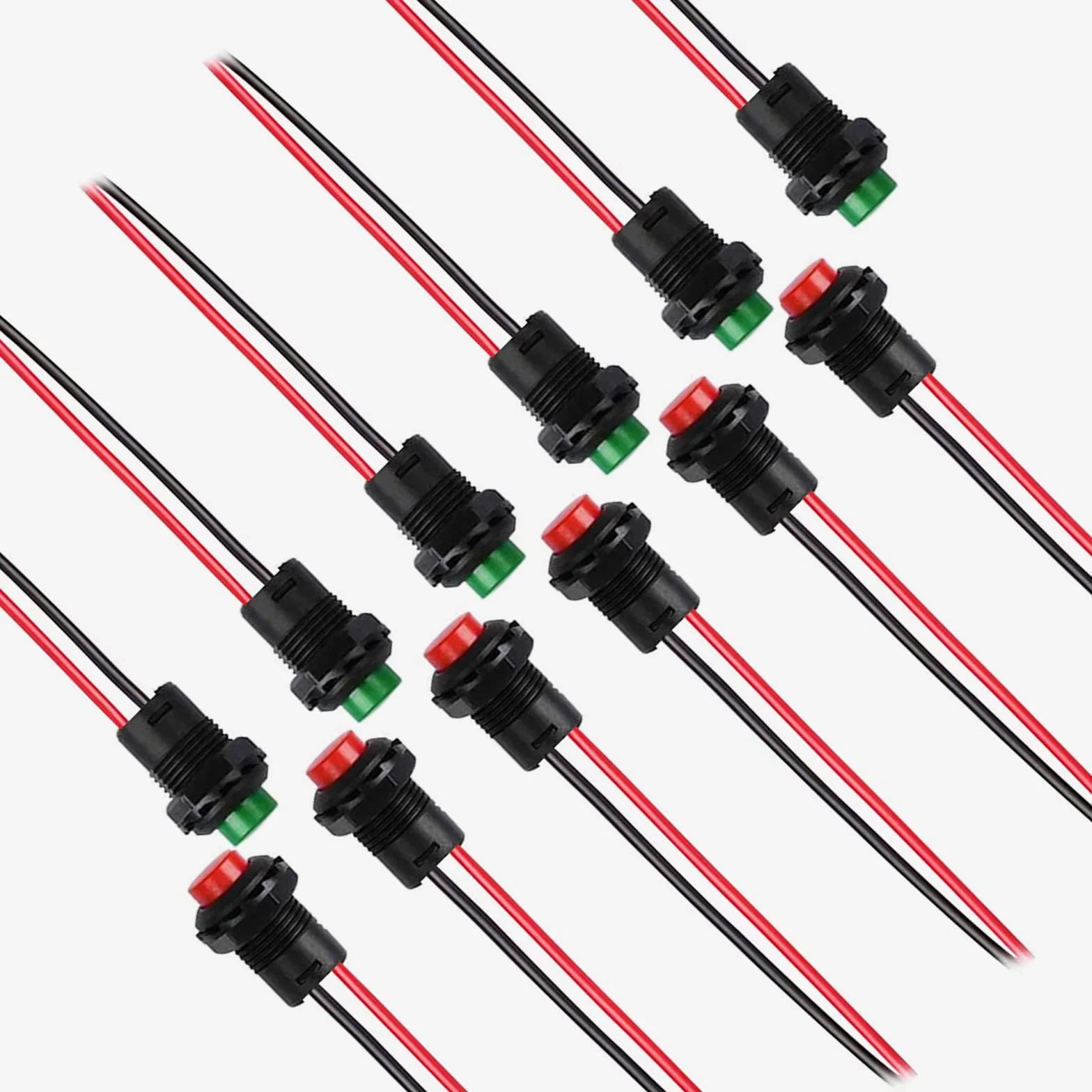 Okrągły mini przycisk 12 mm, przycisk Arduino, przełącznik 12 V, do PC Latching Momentary Push Button Switch, Lewttyer (każdy 6 dla czerwony i zielony)