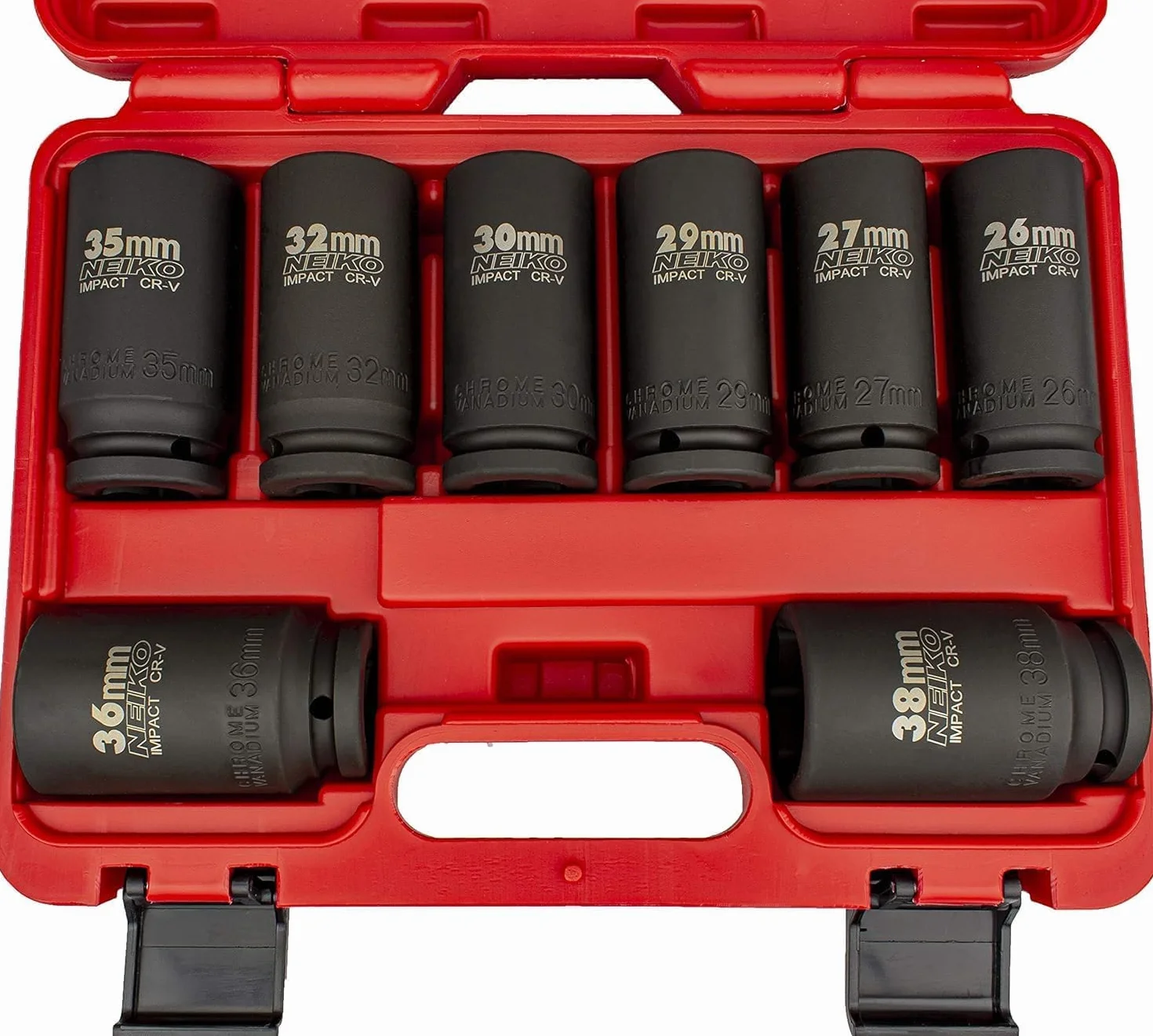 Neiko 02460A Zestaw nasadek udarowych 8-częściowy 26-38 mm stal chromowo-wanadowa
