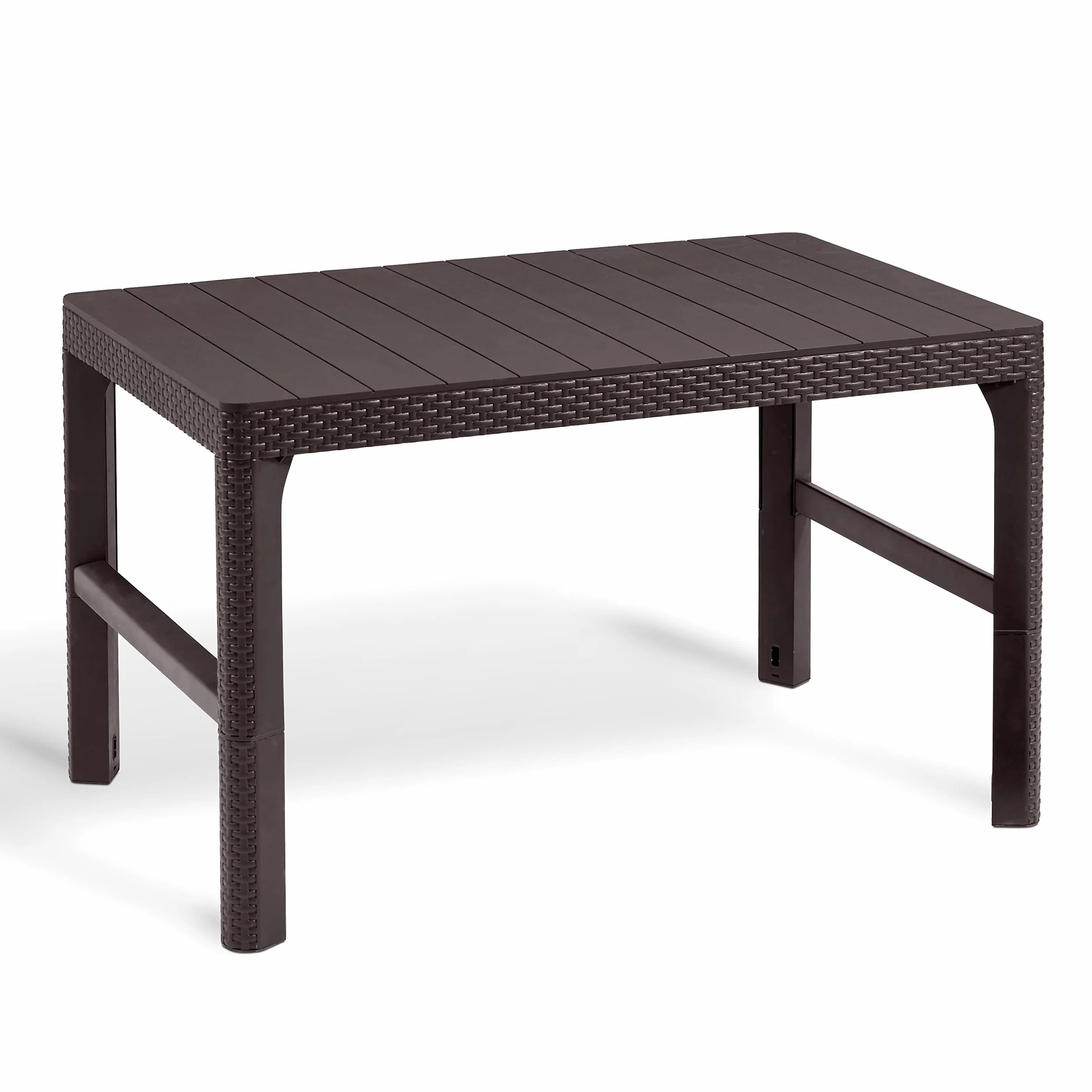Keter - stylowy stół ogrodowy 2 w 1, odporny na warunki atmosferyczne, w kolorze brązowym, 116 x 71 cm, z regulacją wysokości, wytrzymały stół balkonowy, trwały i łatwy w pielęgnacji