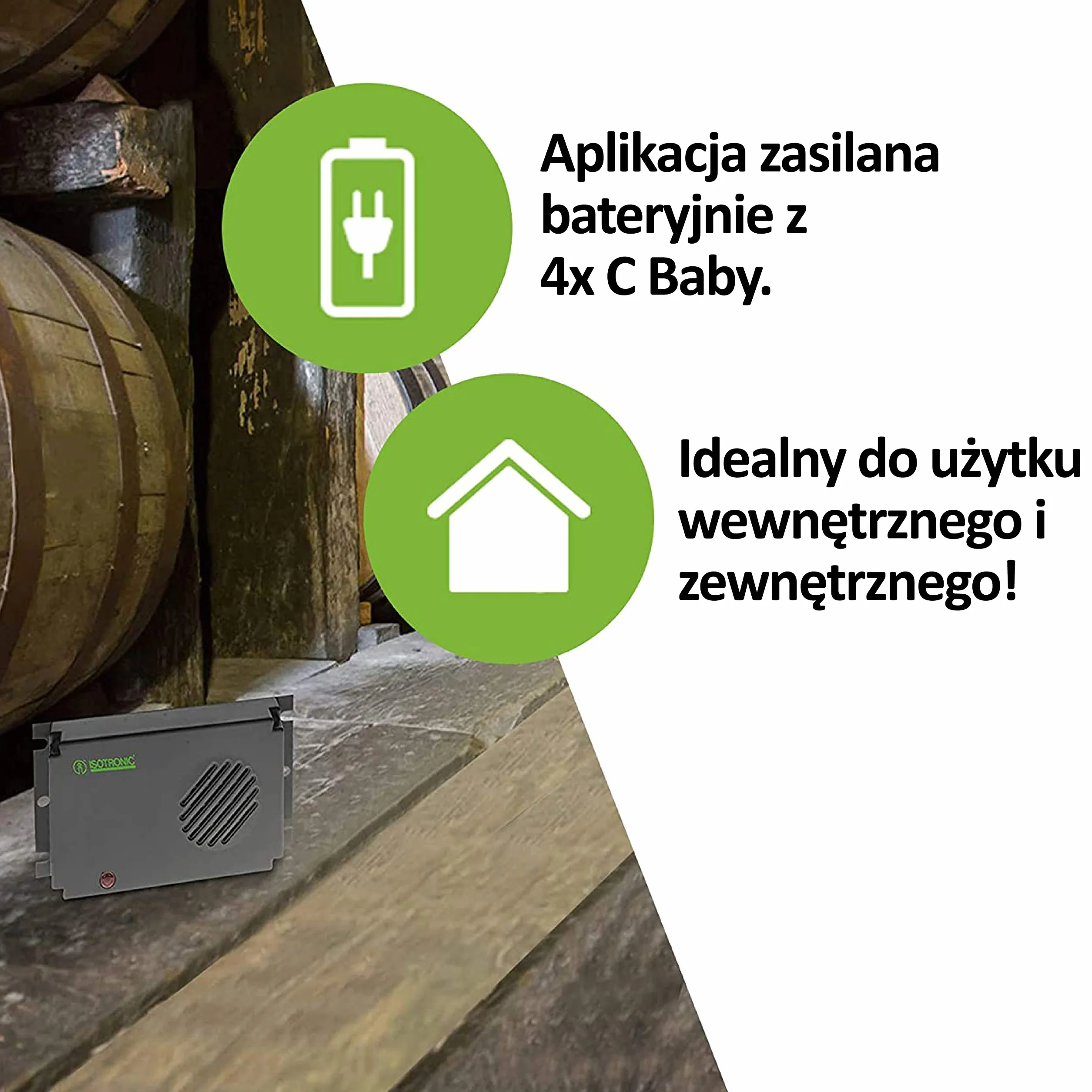 ISOTRONIC 2-częściowy zestaw ultradźwiękowych odstraszaczy myszy i szczurów zasilany bateriami