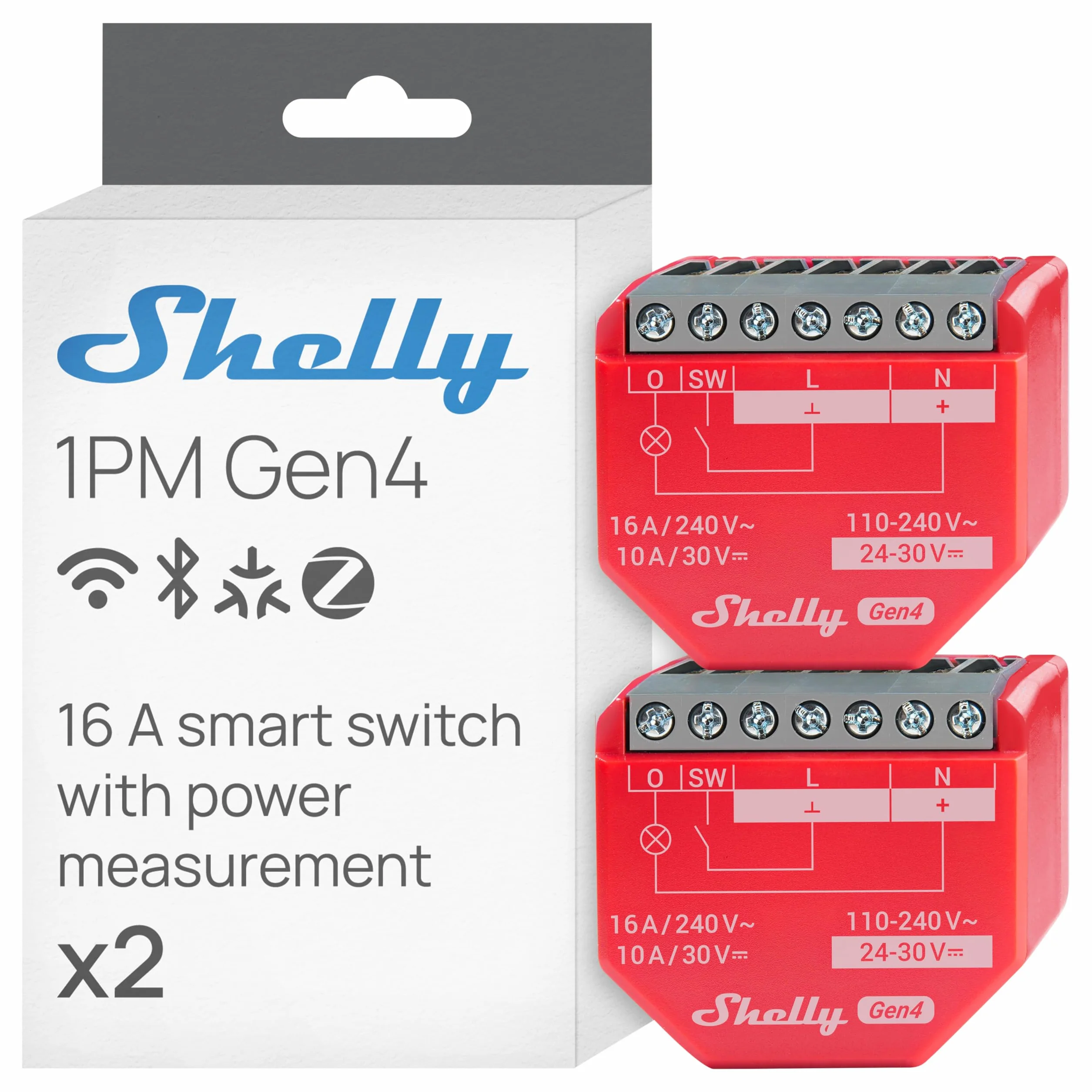 Shelly 1PM Gen4 – WLAN Smart Relais, przełącznik prądu, licznik prądu, 1 kanał, 16 A, włącznik światła, ogrzewanie, inteligentny dom, programator, Alexa & Google, mater, nie wymaga koncentratora (2