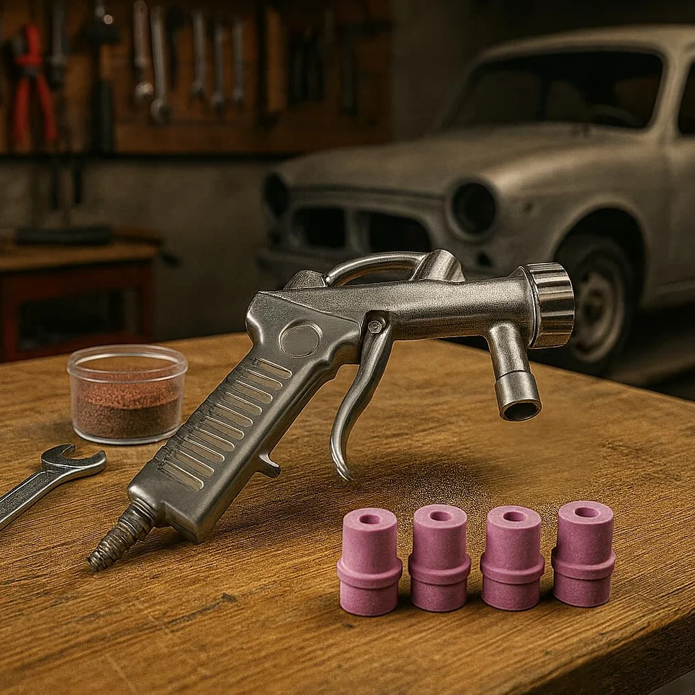RESSER Pistolet do Piaskowania z Dysami Ceramicznymi Zestaw 4 Dysze Ręczna Piaskarka Kabinowa