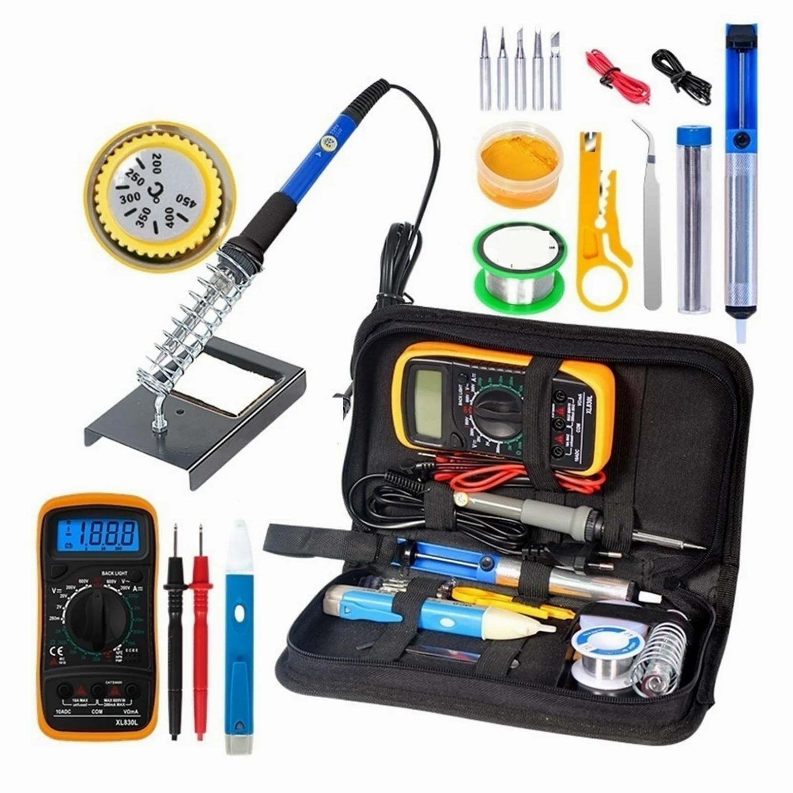 Zestaw lutownicy, Zestaw do lutowania elektrycznego temperatury, zestaw do lutowania, zestaw narzędzi do spawania multimetru do metalu, elektryki, majsterkowania (Color : 772-01, Size : 1)