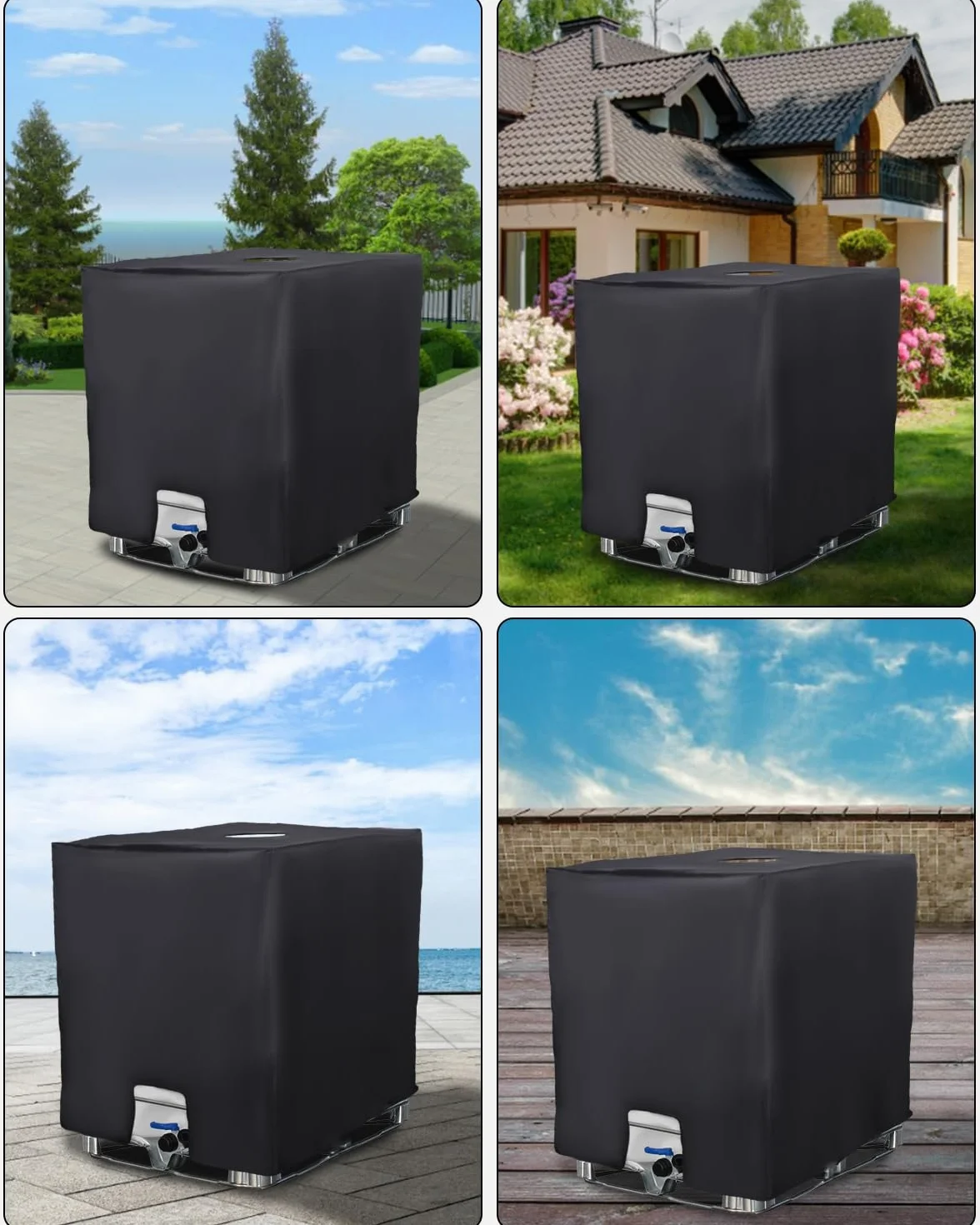 Osłona zbiornika IBC 1000 l ochrona UV 120x100x116 cm czarna