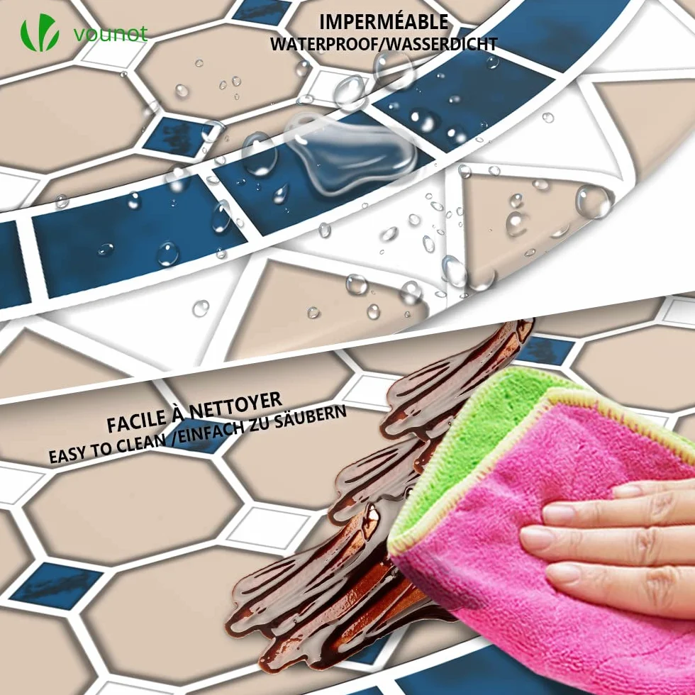 VOUNOT Okrągły obrus Wodoodporny pokrowiec na stół Ceramiczny wzór 90-120cm