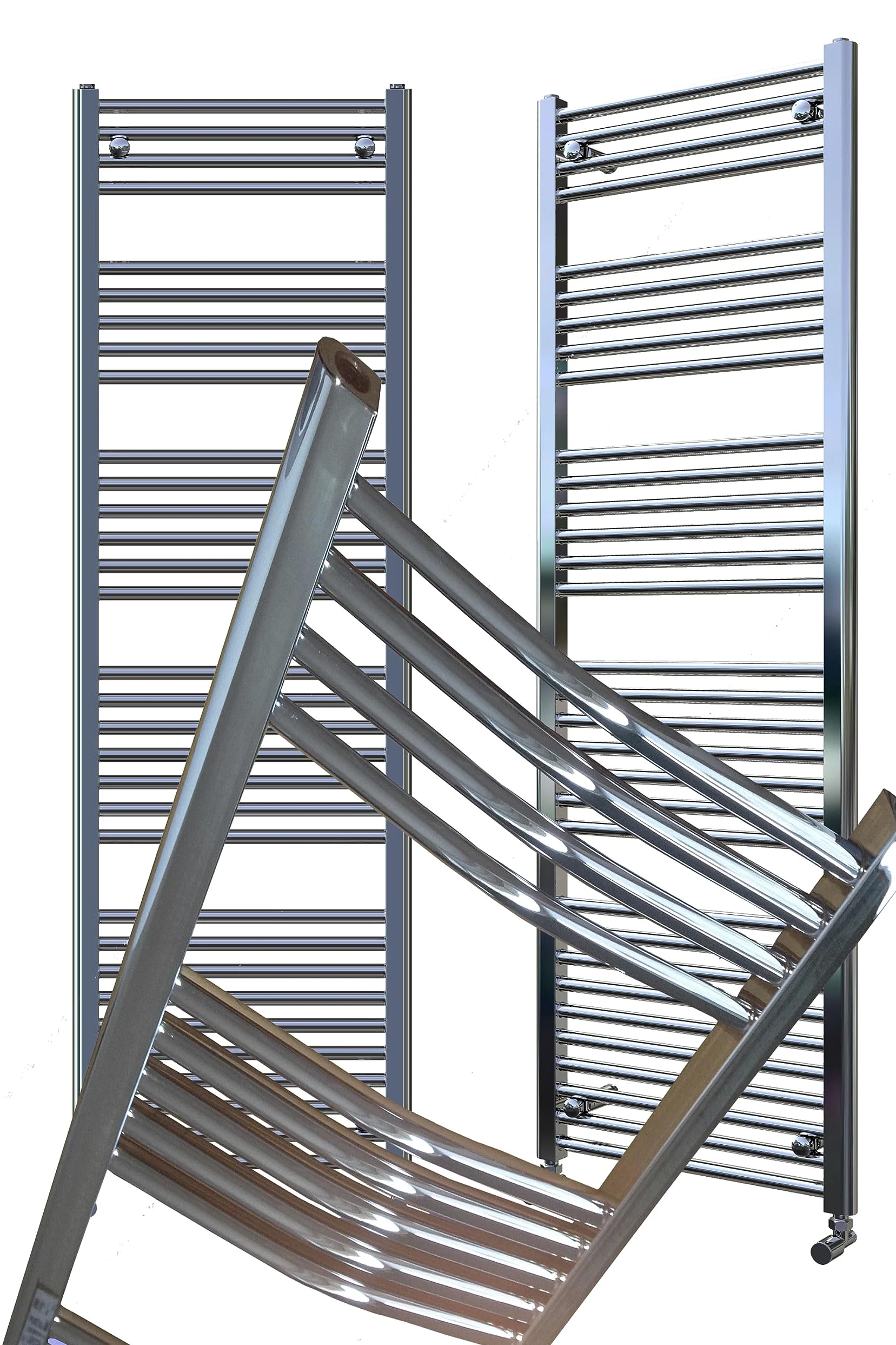 Grzejnik łazienkowy LIDYA chrom 800 x 700 mm. Zakrzywione standardowe przyłącze suszarki do rąk