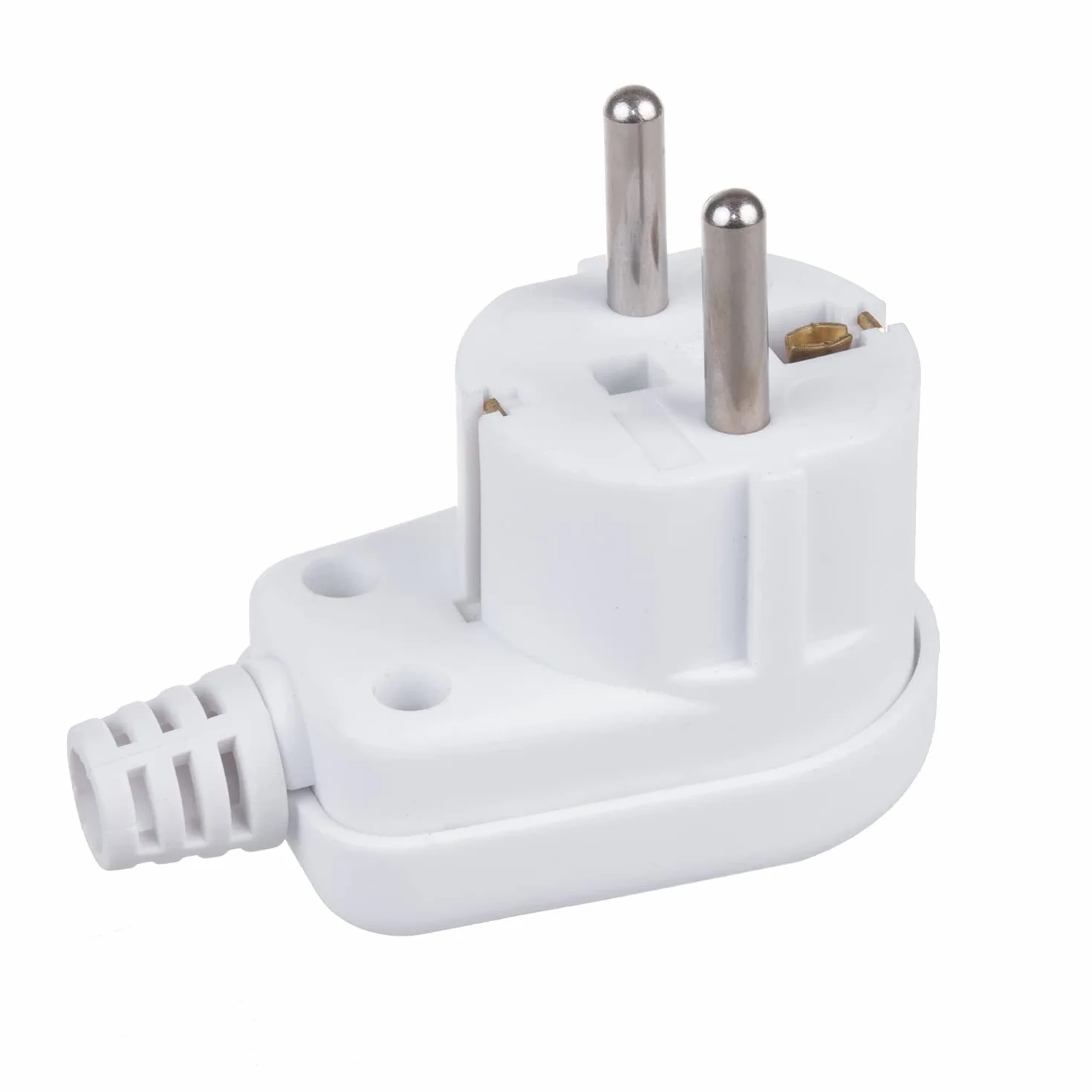 Maclean Wtyczka ze stykiem ochronnym MCE330 Uni-Schuko wtyczka kątowa z uziemieniem Unischuko uniwersalna wtyczka Schuko 16A 250V tworzywo sztuczne białe