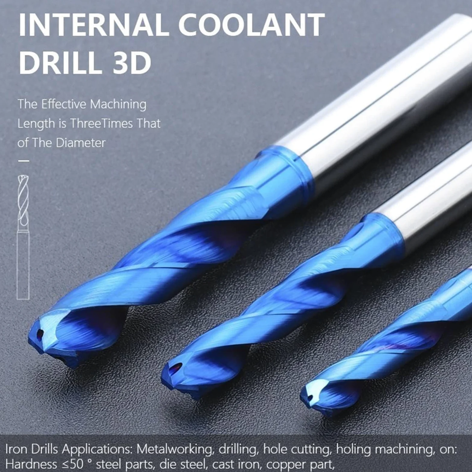 Wiertło 3D z twardego metalu 3-12 mm wewnętrzne wiertło chłodzące wiertło spiralne niebieska powłoka wiertło do metalu 1 szt. (kolor: 4,8 x 6 x 28 x 66 l)