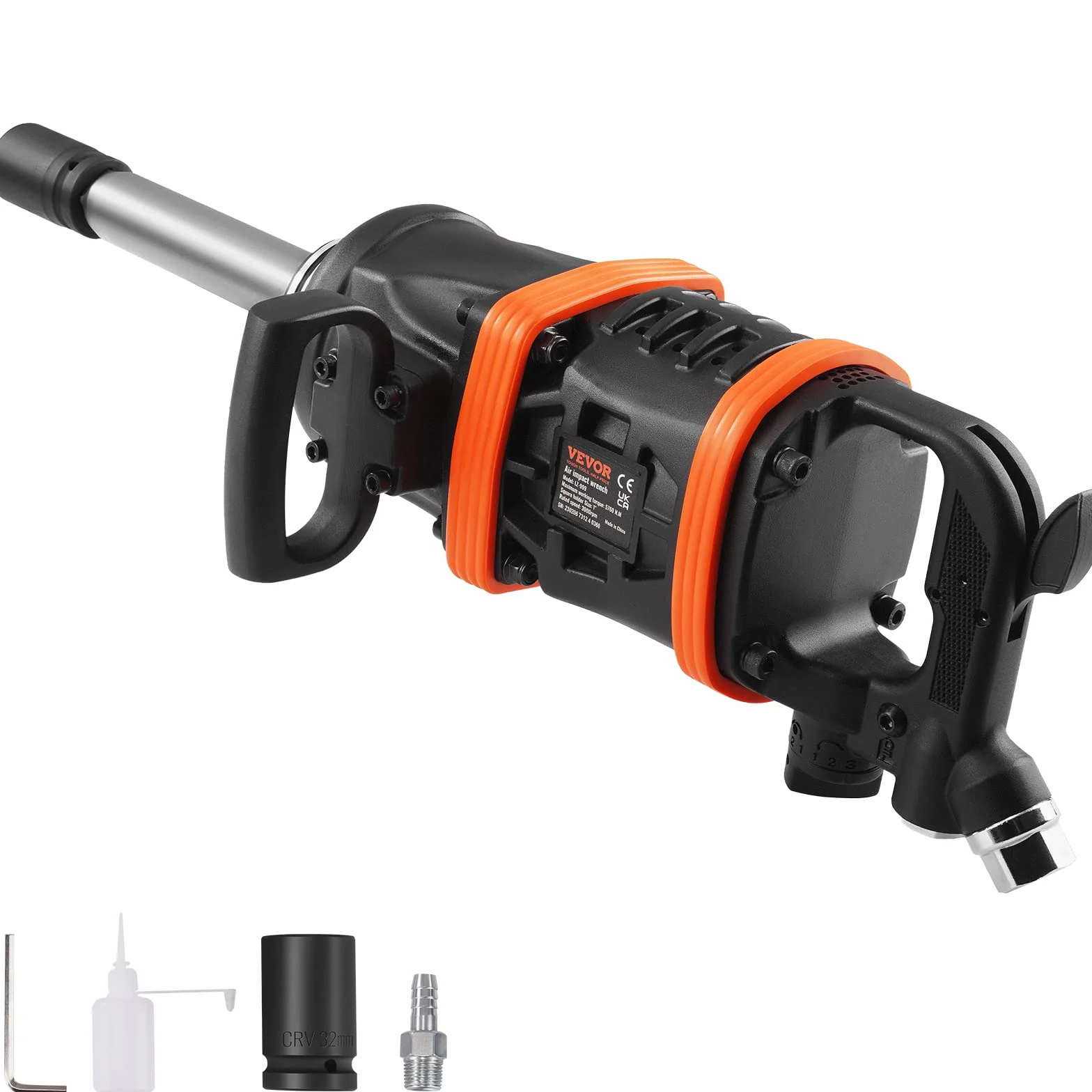 VEVOR Wkrętarka udarowa na sprężone powietrze maks. moment odkręcania 7016 Nm, czworokątny 2,54 cm (1 cal) – maks. ciśnienie robocze 13,8 barów, niski poziom wibracji i cicha wkrętarka pneumatyczna do