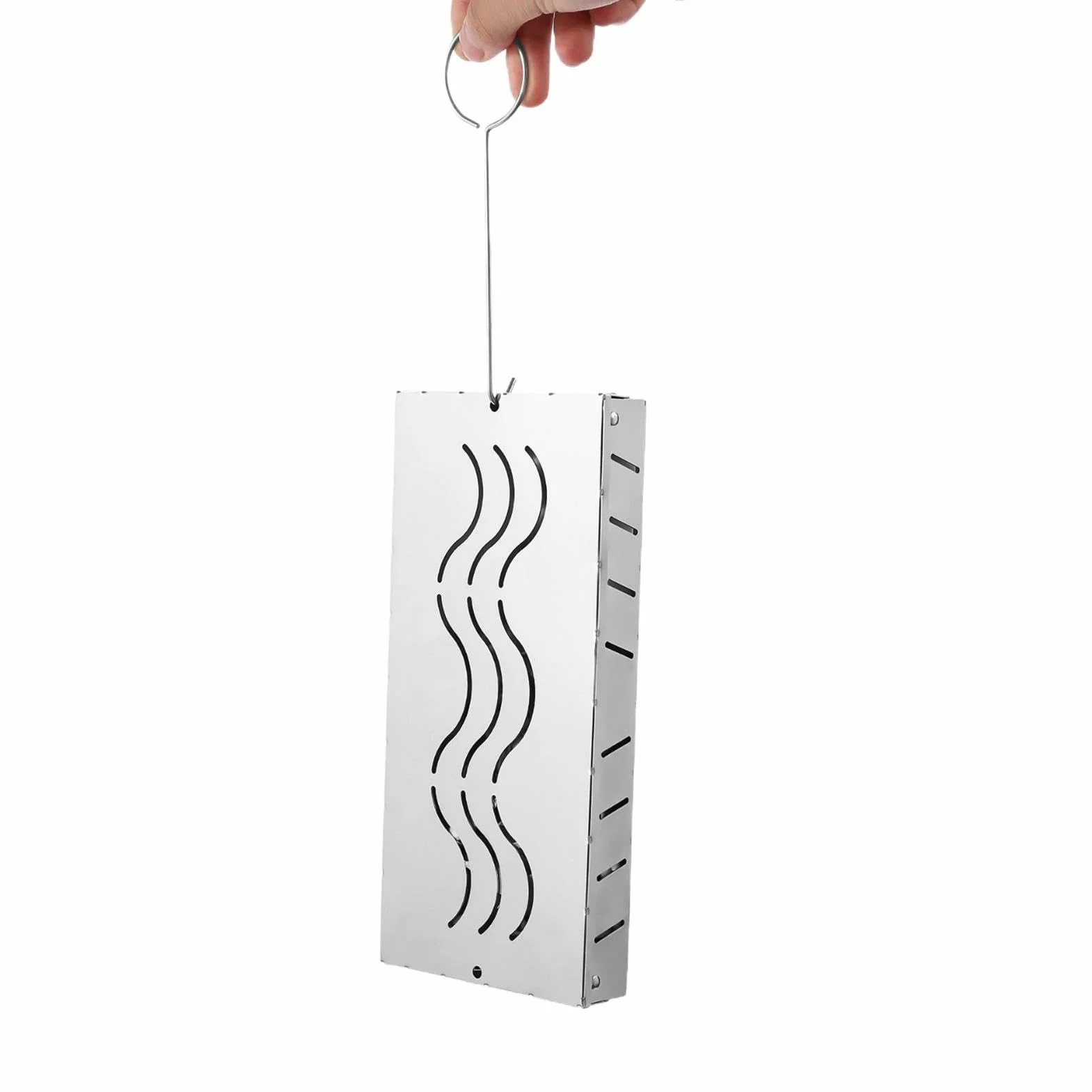 Puszka wędzarnicza stal nierdzewna drewniana skrzynka z chipami akcesoria do grill Vented Lid Design 24,5 x 11,7