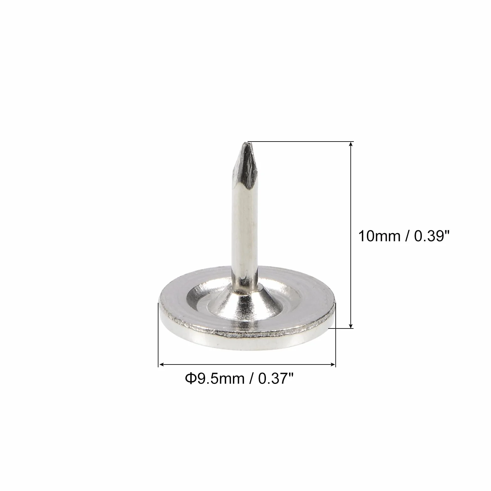 QUARKZMAN 30 szt. Gwoździe tapicerskie, płaska głowica 9,5 mm x 10 mm, dekoracyjne gwoździe meblowe, szpilki meblowe, sofy, zagłówki, srebrne
