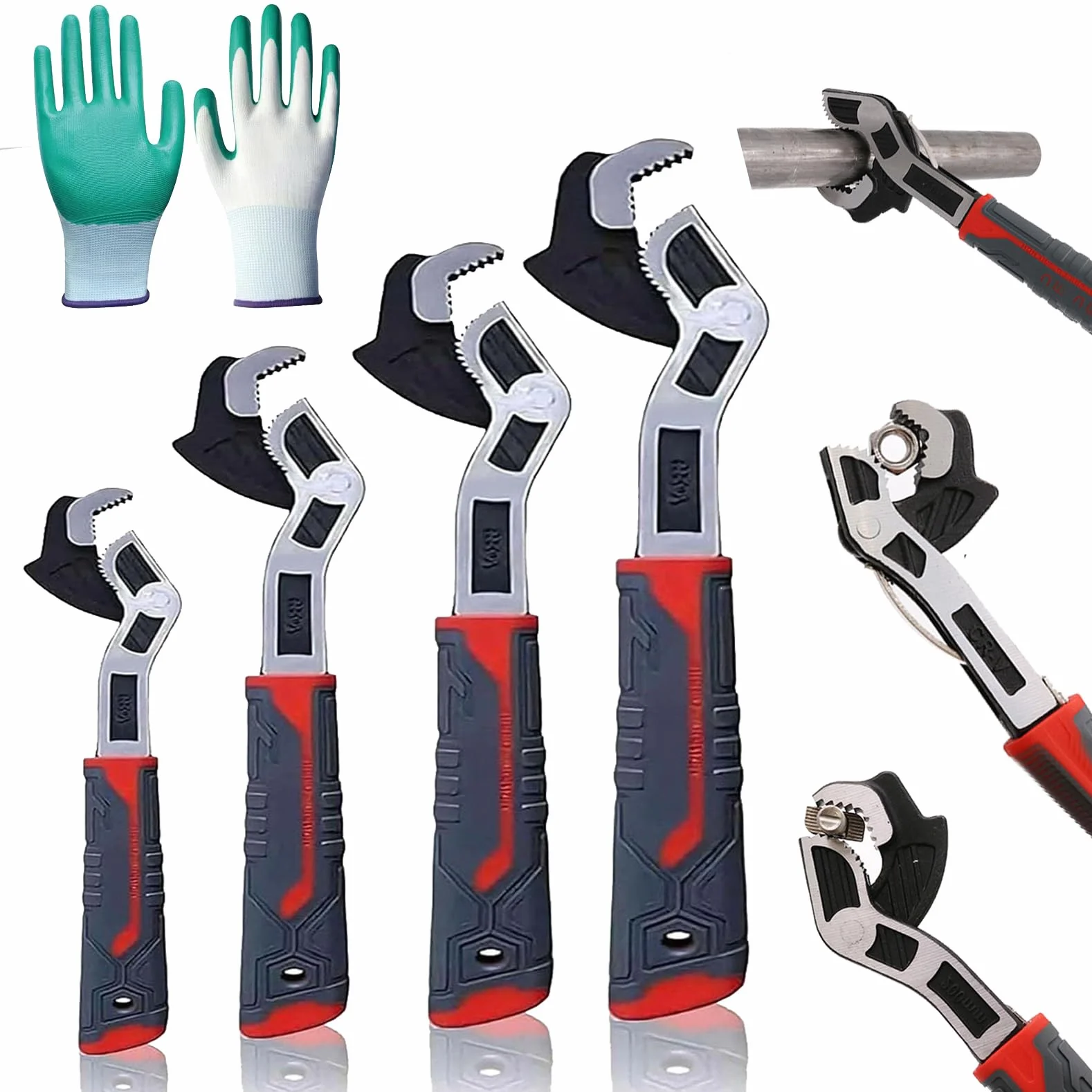 4 szt. regulowany samoblokujący zestaw kluczy do rur 15 cm 20 cm 25 cm 30 cm wielofunkcyjne mikro imadło rurowe do narzędzi hydraulicznych do kranów