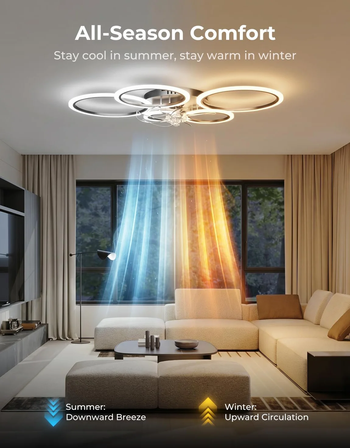Lampa sufitowa z wentylatorem i pilotem zdalnego sterowania, cicha, ściemniana, 6 stopni, silnik DC, tryb zimowy, nowoczesny wentylator, lampa sufitowa, czarna