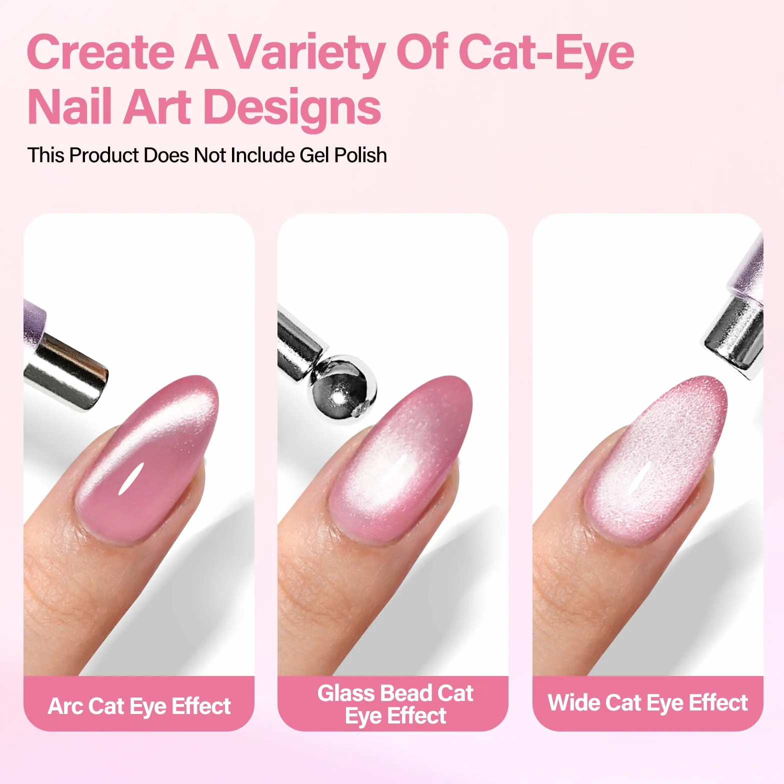 EBANKU Dwustronny Cat Eye Nail Magnet Stick Set, 3 w 1 Magnetyczny Długopis do Zdobienia Paznokci z Okrągłymi Koralikami, żelowy Lakier do Paznokci Cat Eye Magnetic Tools for Nail Salon(Fioletowy)