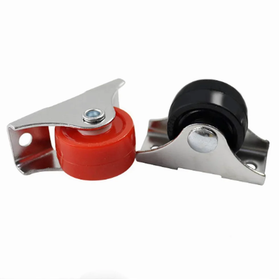 Kołka wyciągane Kołka ciężkie, Zestaw 4 mini kółek PU z płytą stałą, wielokolorowe, 1 cal(Black)