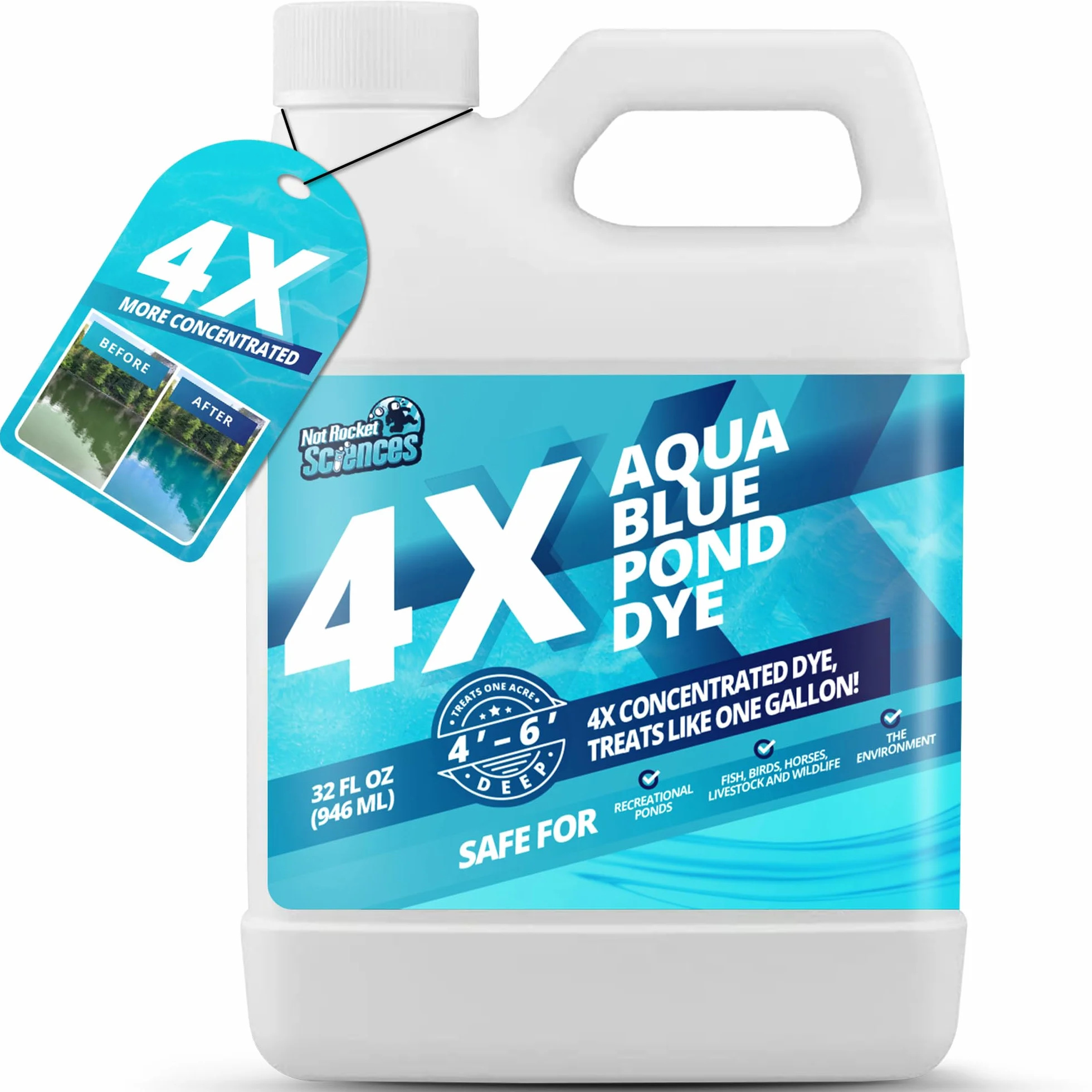 Aqua Blue Pond Dye 4X koncentrat barwnik do jeziora i stawu niebieski