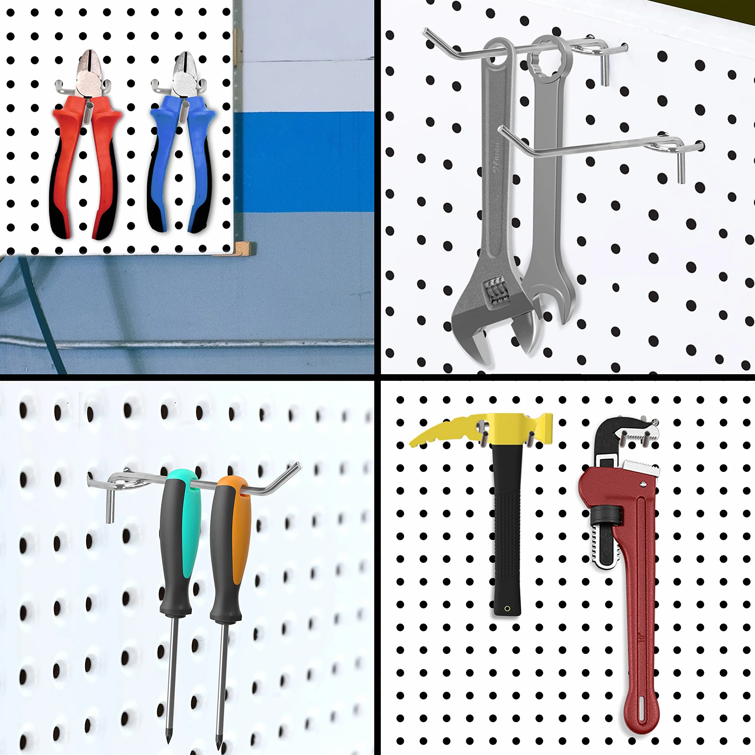 Belle Vous 50 sztuk pojedynczych stalowych haczyków do tablic pegboardowych - 10,5 cm / 4,13 cala - wytrzymały metalowy uchwyt ścienny - hak tablicowy do organizowania warsztatów garażowych i regałów