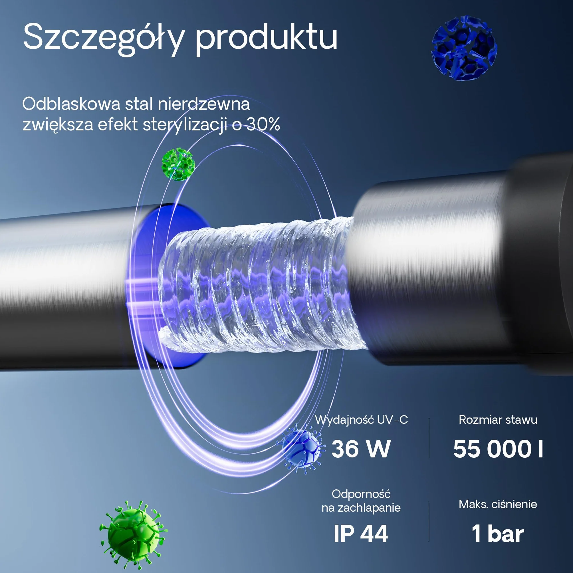 SunSun CUV-736 Klarownik z do oczka wodnego filtrowy sterylizator lampowy 36W UVC