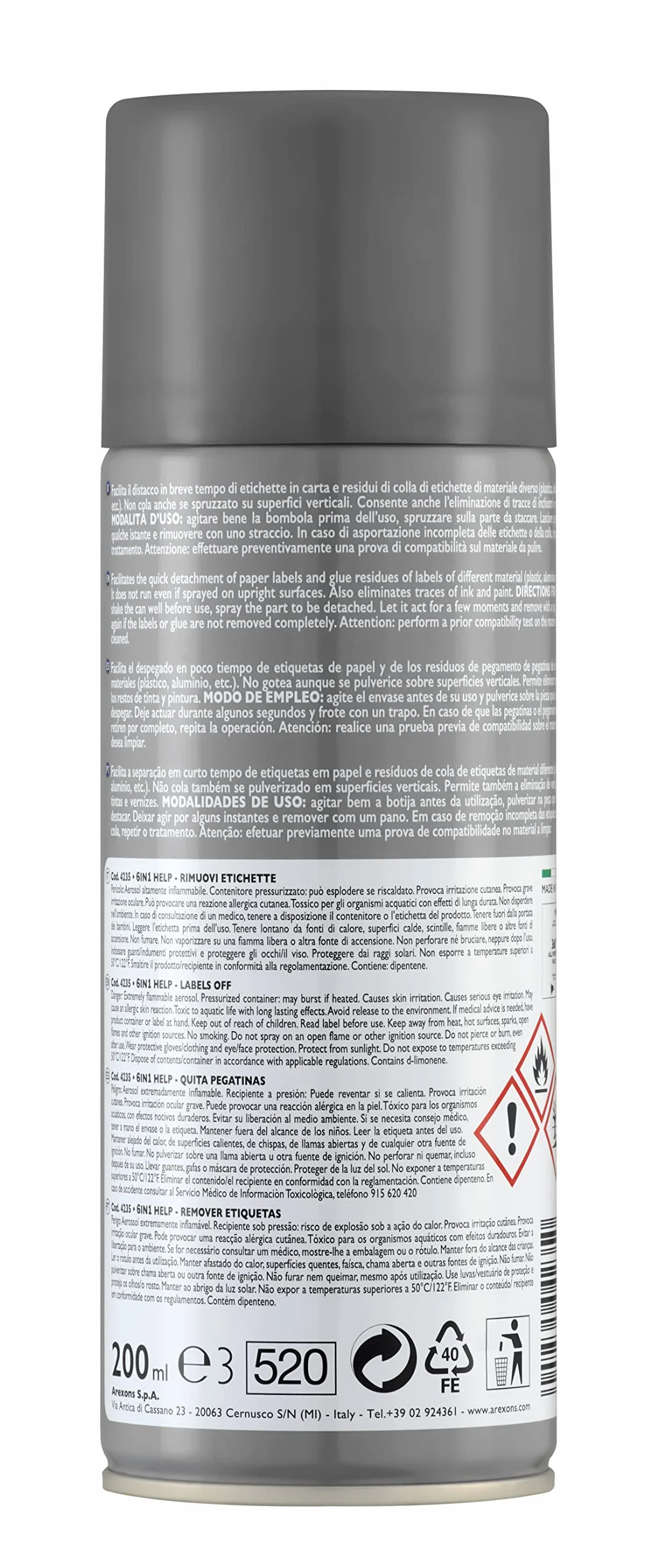AREXONS Środek do usuwania etykiet i naklejek 6 w 1 Help Arexons 200 ml. Kompleksowa konserwacja do wszystkich zastosowań