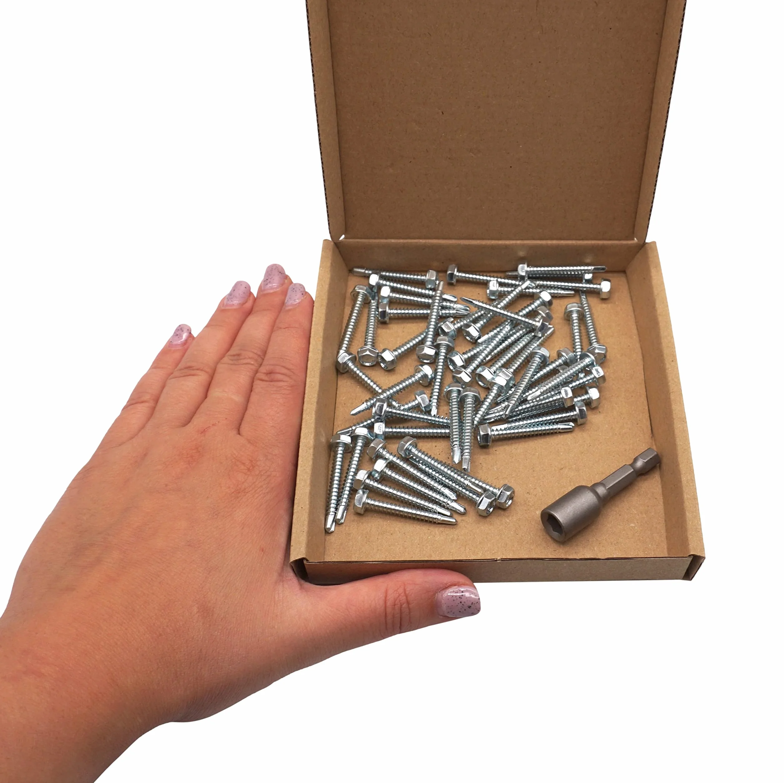 SKIR'CO (50 szt.) DIN 7504 K Stal ocynkowana 4,2 x 32 mm śruby, samoniercająca się śruba do blachy metalowej, łeb sześciokątny