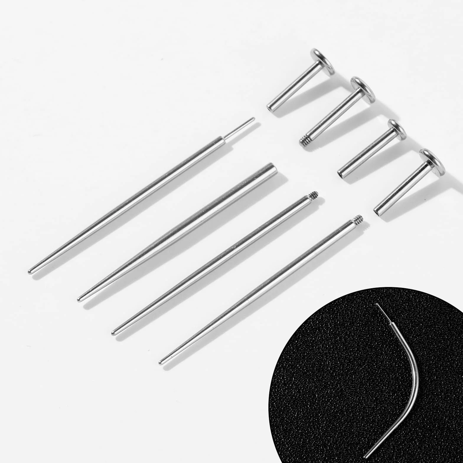 Yolev 5-częściowy zestaw narzędzi do piercingu z stalini, do rozciągania Tragus, heliksy, wargi, nosa, chrząstki, labretu, rozszerzaka do nosa