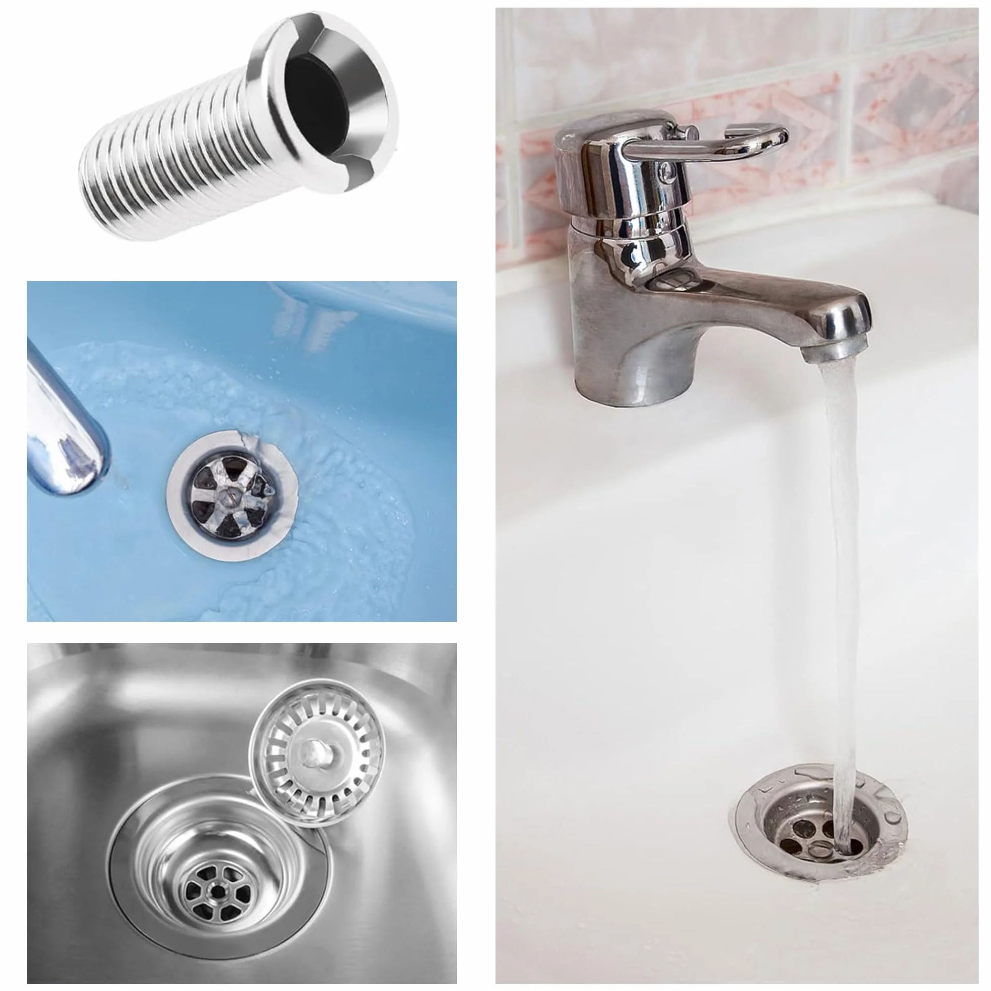 ANBOO 2 sztuki wkręt do zlewozmywaka kuchennego, śruba koszowa, M12 x 25 mm, śruba drążona, zlew ze stali nierdzewnej 304, śruba drążona do umywalki, sitko do zlewozmywaka, korka do kuchni (srebrne)