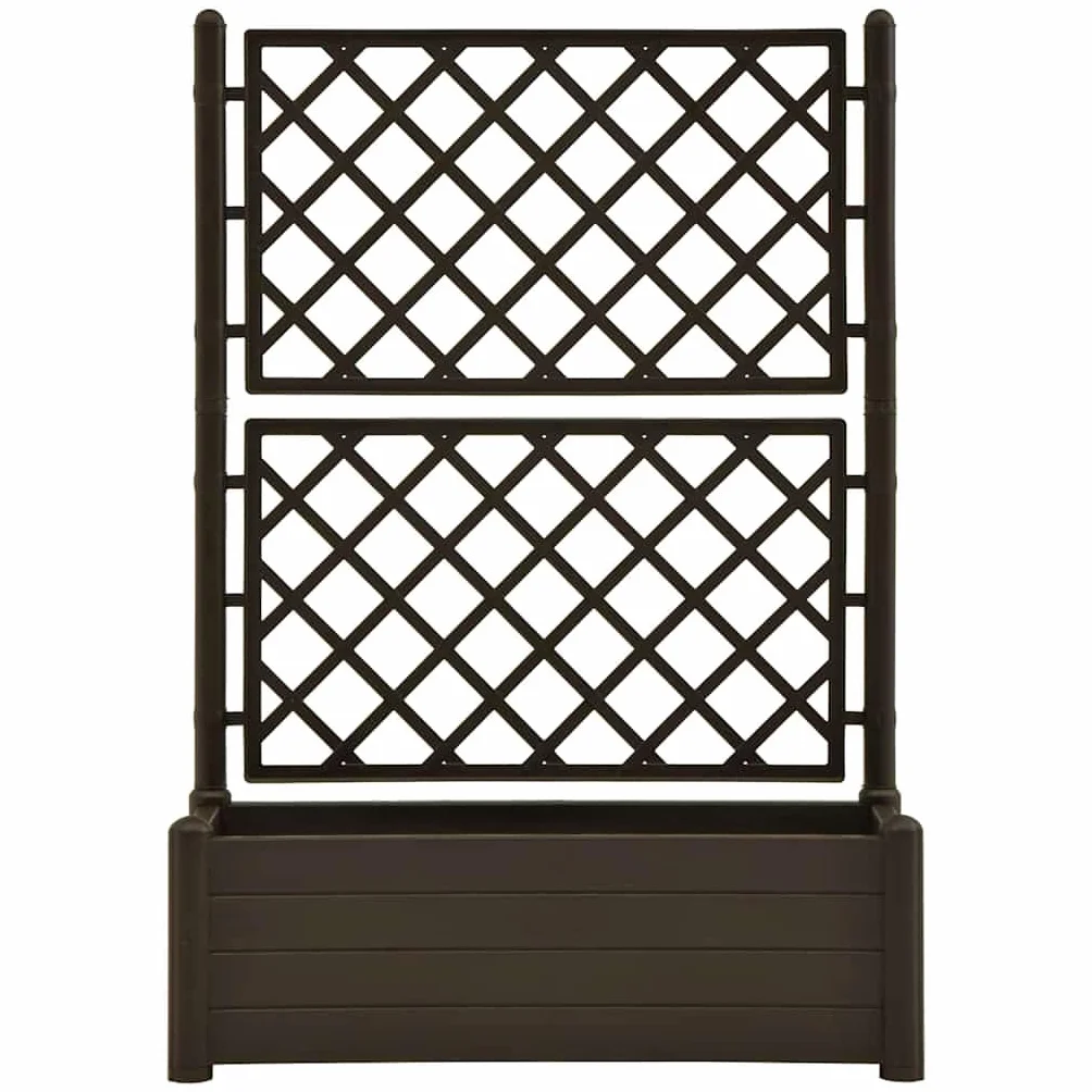 vidaXL Skrzynia na rośliny z trejażem 100x43x142 cm PP mokka