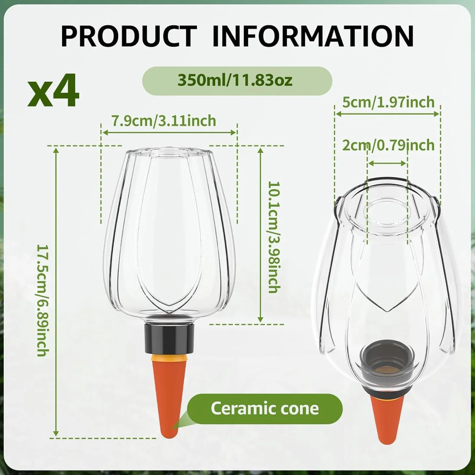 4x kule nawadniające 350 ml automatyczne nawadnianie do roślin terakota zestaw
